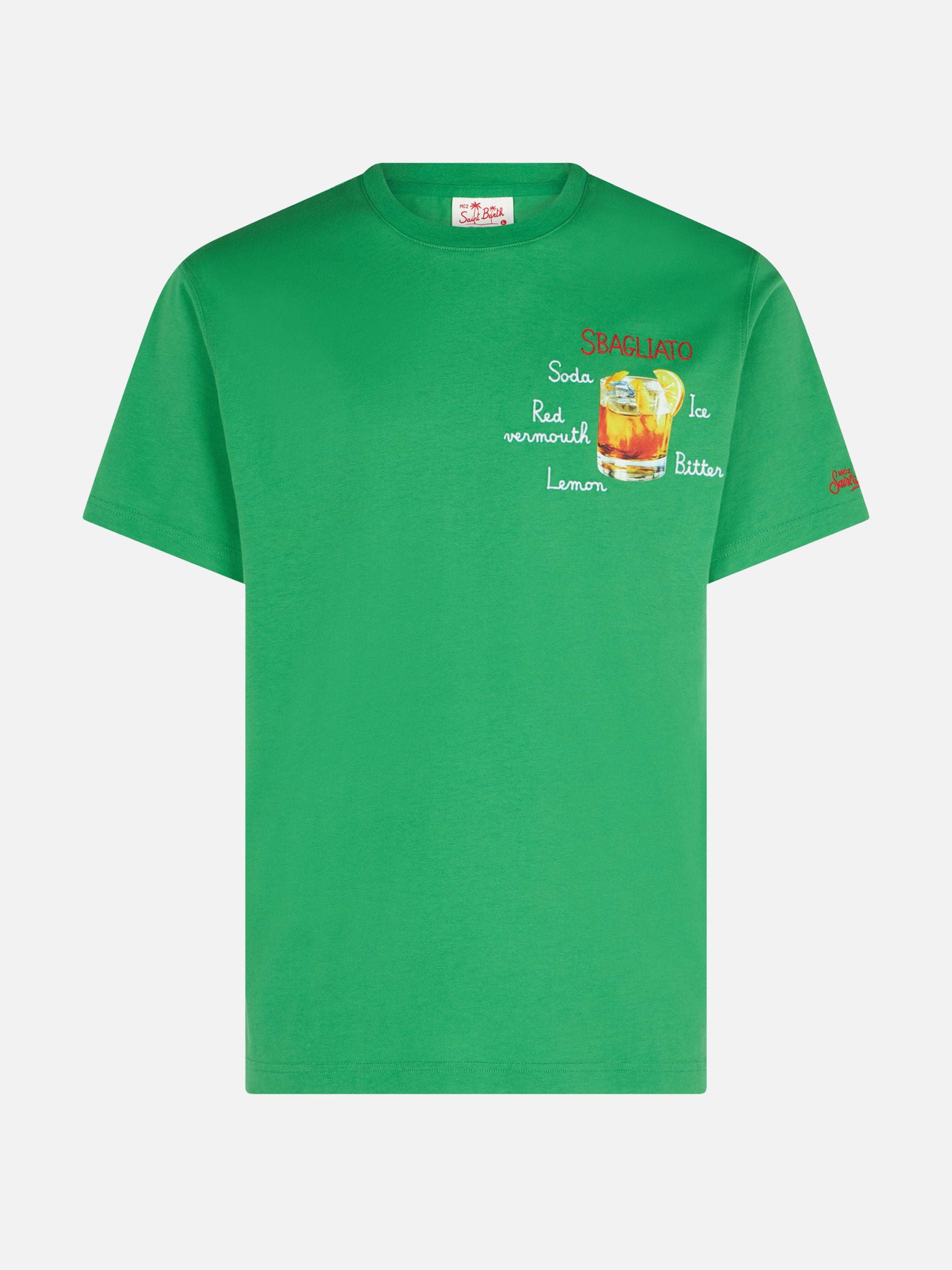 mc2-saint-barth-sbagliato-t-shirt-uomo-cotone-verde-ricamo-bicchiere image 4