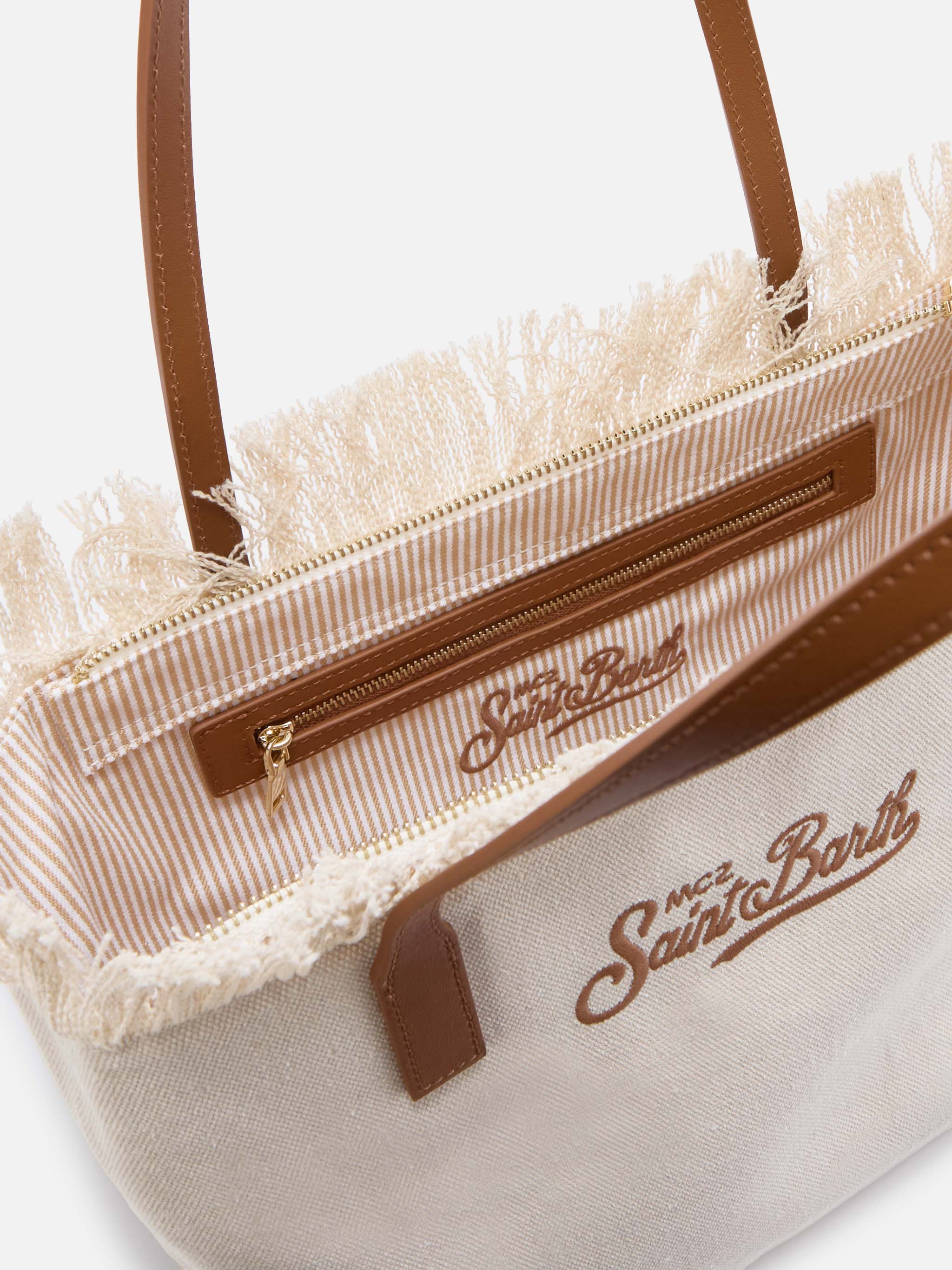 mc2-saint-barth-borsa-shopper-city-medium-bianca-canvas-con-frange image 5