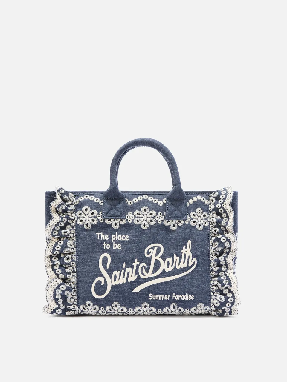 mc2-saint-barth-borsa-colette-volant-denim-scuro-con-ricami-donna image 1