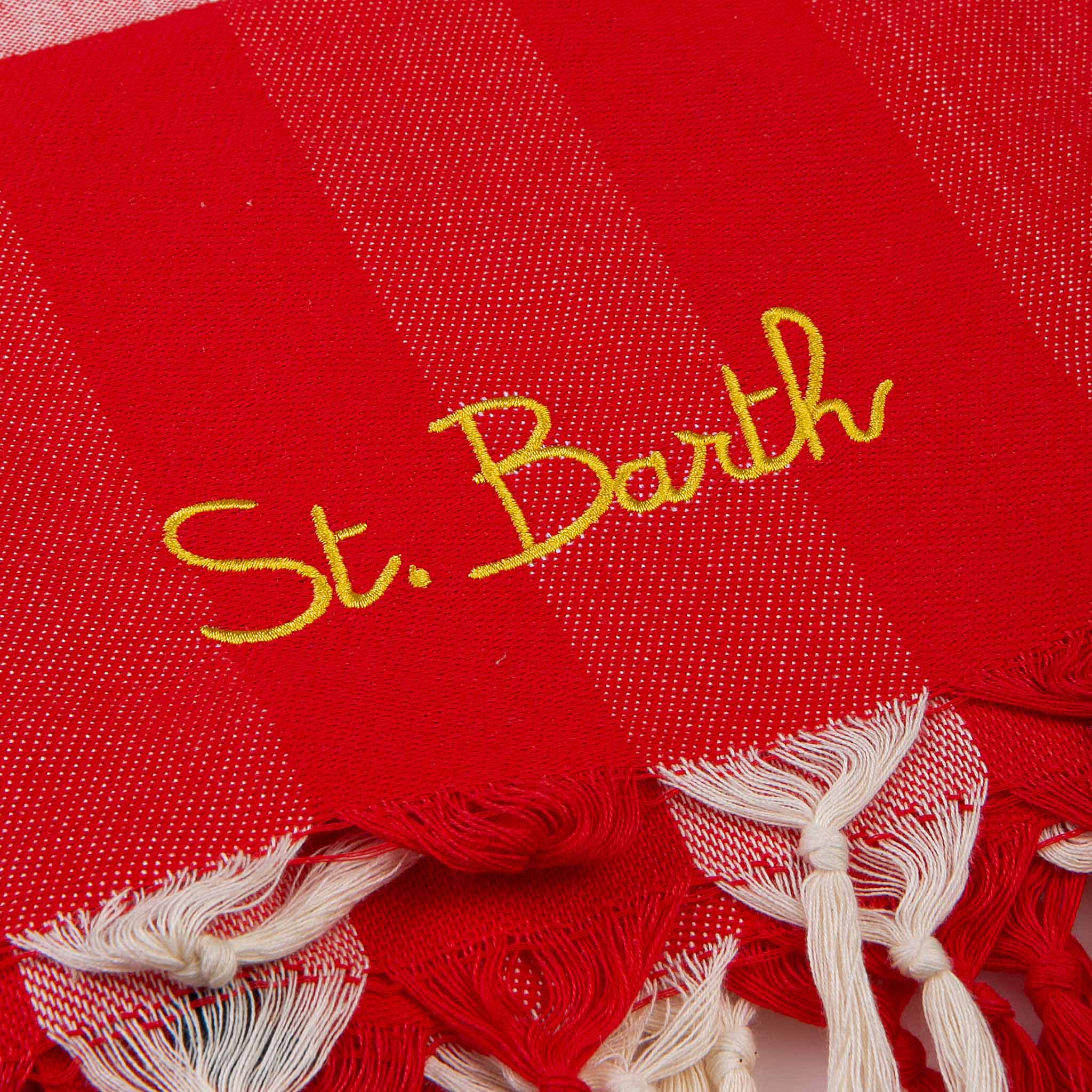 mc2-saint-barth-fouta-fout011-telo-mare-100x200-cm-vichy-rosso-con-onde-blu-navy image 3