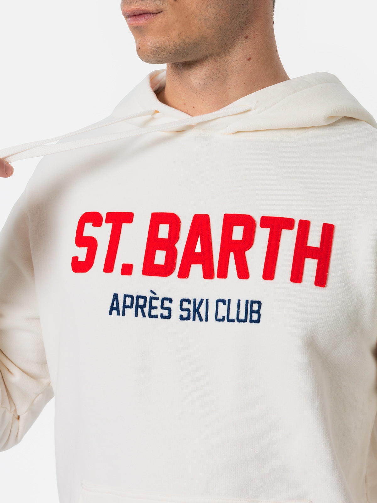 mc2-saint-barth-tribeca-felpa-uomo-bianca-cappuccio-apres-ski-club image 2