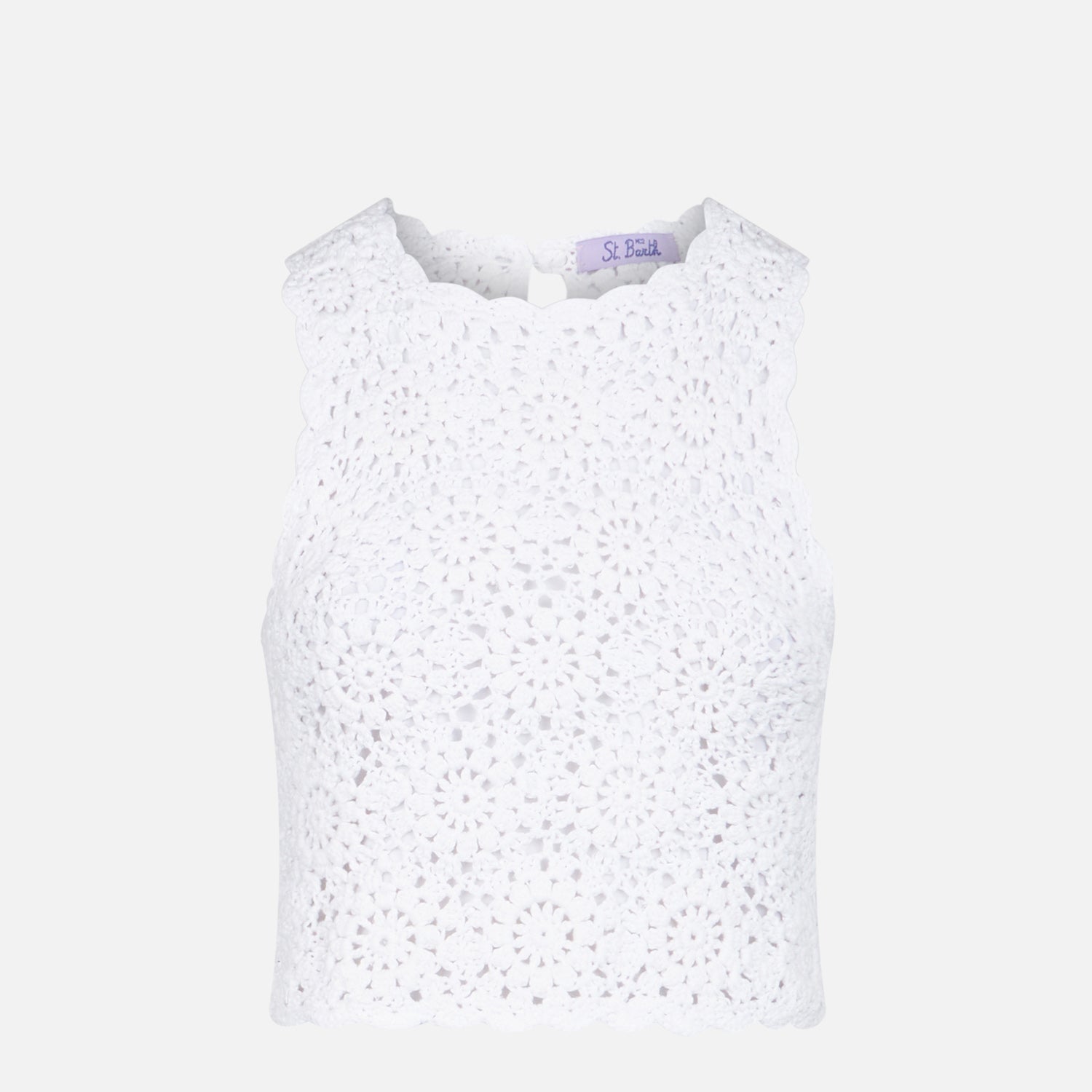 mc2-saint-barth-medison-top-halterneck-donna-crochet-cotone-bianco-fiori image 1