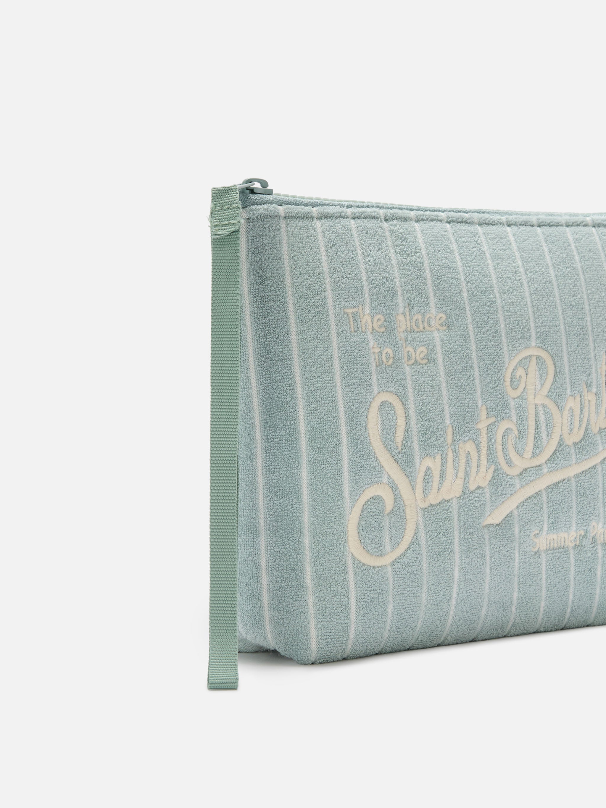 mc2-saint-barth-aline-pochette-spugna-verde-menta-righe-in-rilievo image 2