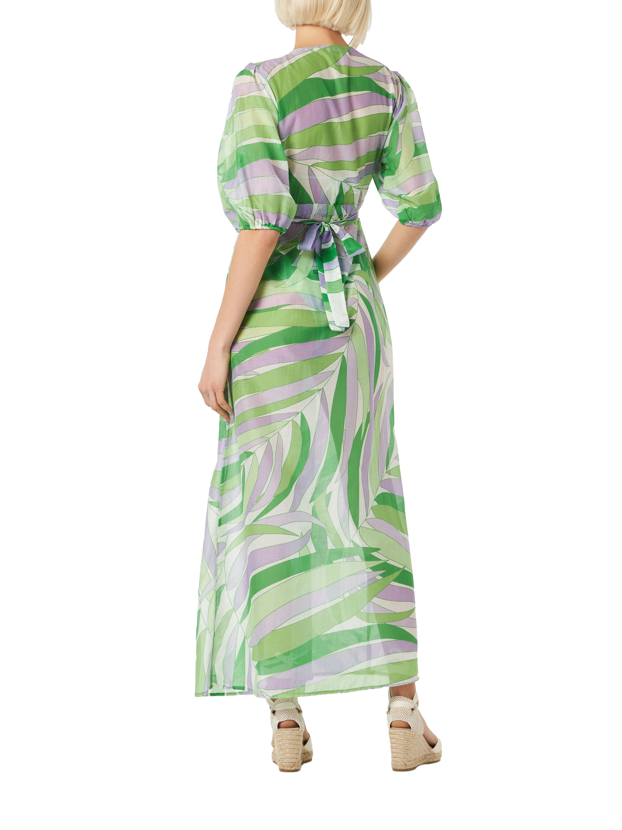 mc2-saint-barth-abito-lungo-cotone-e-seta-scollo-v-verde-donna image 2