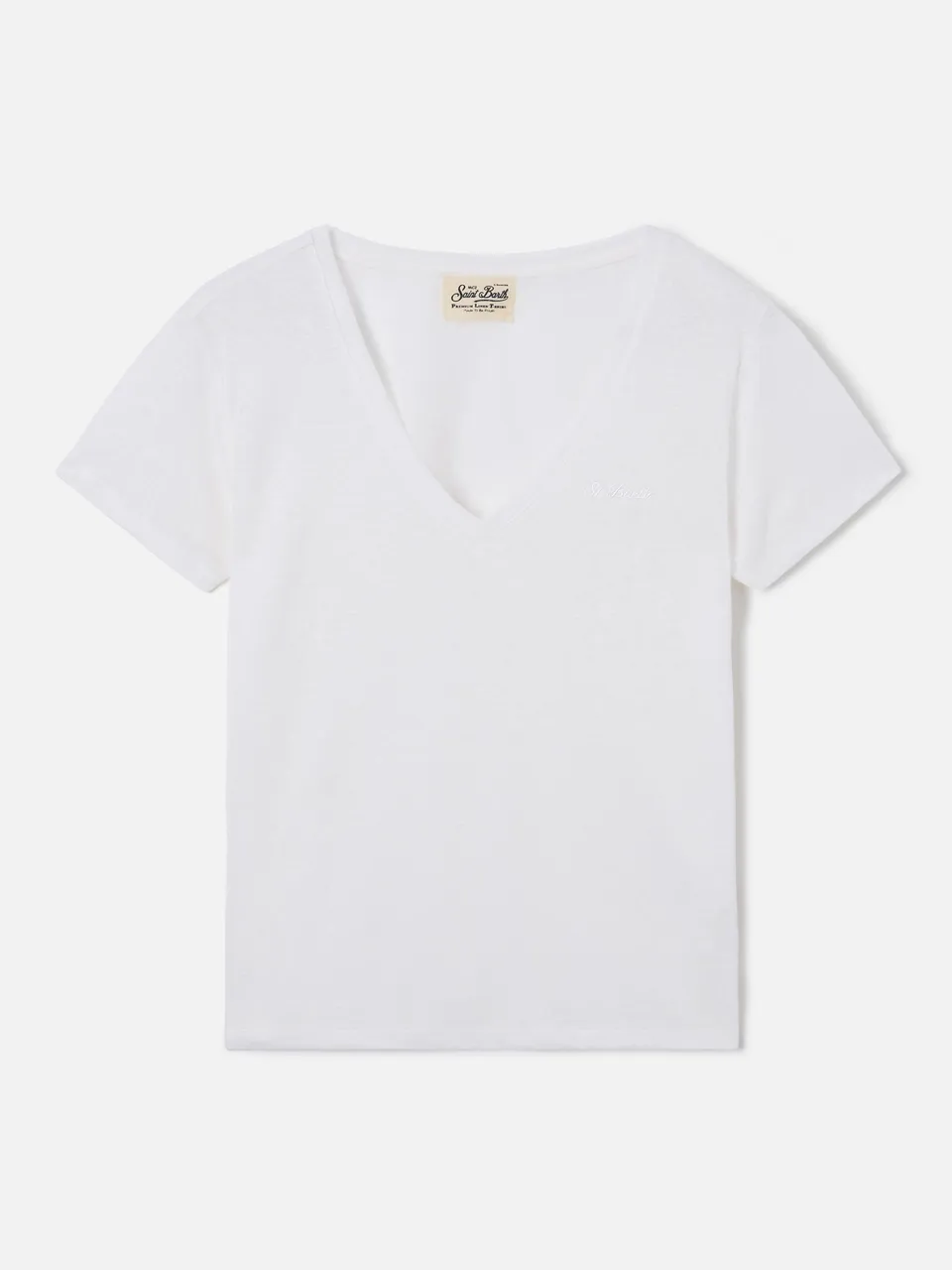 mc2-saint-barth-eloise-t-shirt-donna-in-lino-bianco-con-logo-ricamato image 1