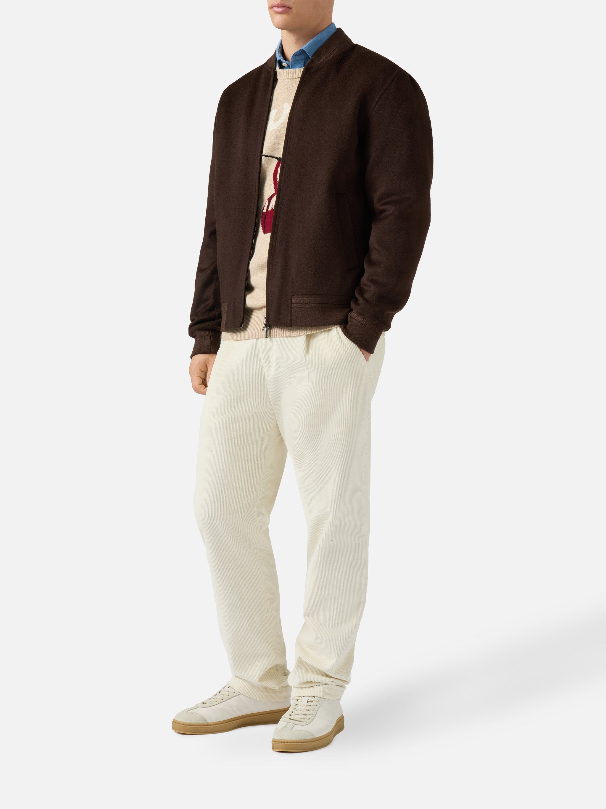 mc2-saint-barth-bomber-camden-uomo-marrone-in-lana-sfoderato-con-zip image 2