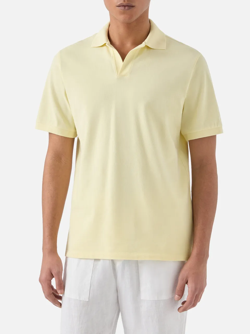 mc2-saint-barth-charles-polo-uomo-in-piquet-di-cotone-giallo-burro image 1