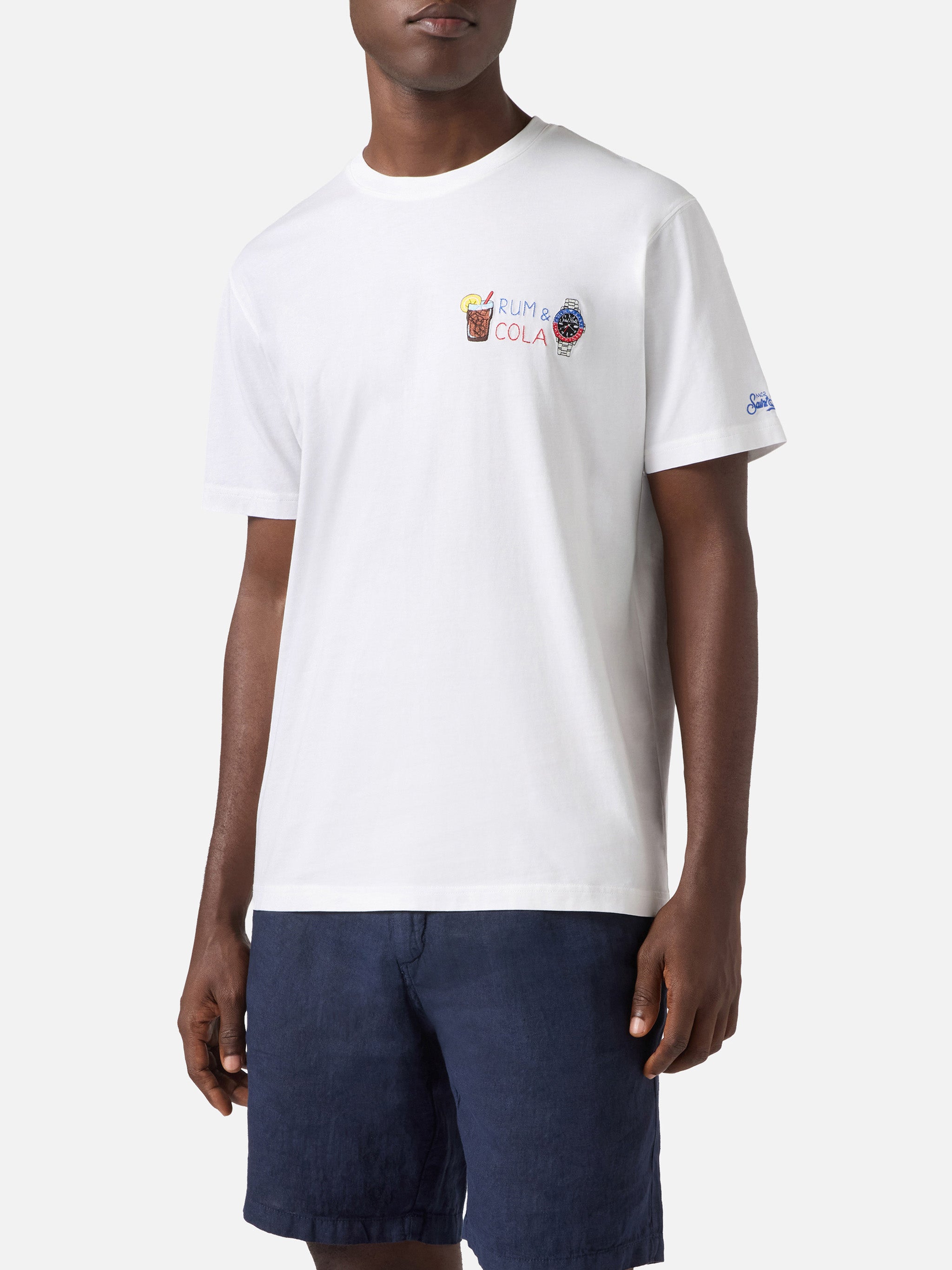 mc2-saint-barth-t-shirt-portofino-bianca-con-ricamo-rum-e-cola image 3