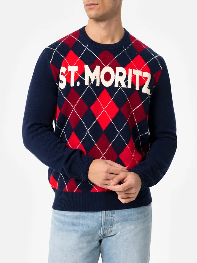mc2-saint-barth-heron-maglione-girocollo-uomo-jacquard-argyle-st-moritz-blu image 1