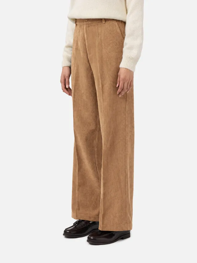 mc2-saint-barth-rebella-pantaloni-donna-gamba-ampia-in-corduroy-cammello image 1