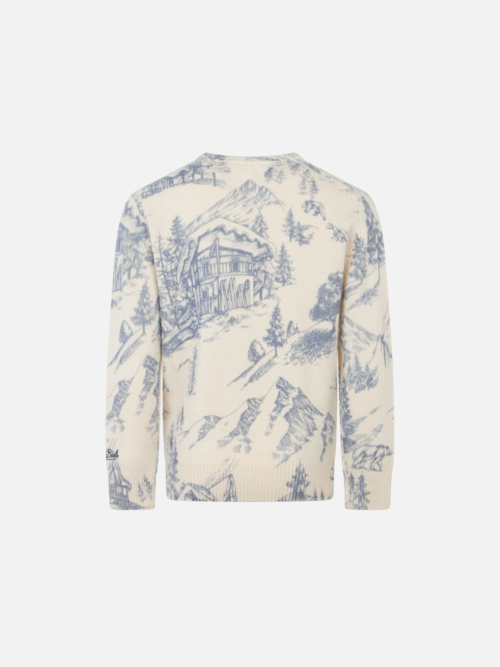 mc2-saint-barth-maglione-bambino-toile-de-jouy-girocollo-con-ricamo-la-montagne image 3