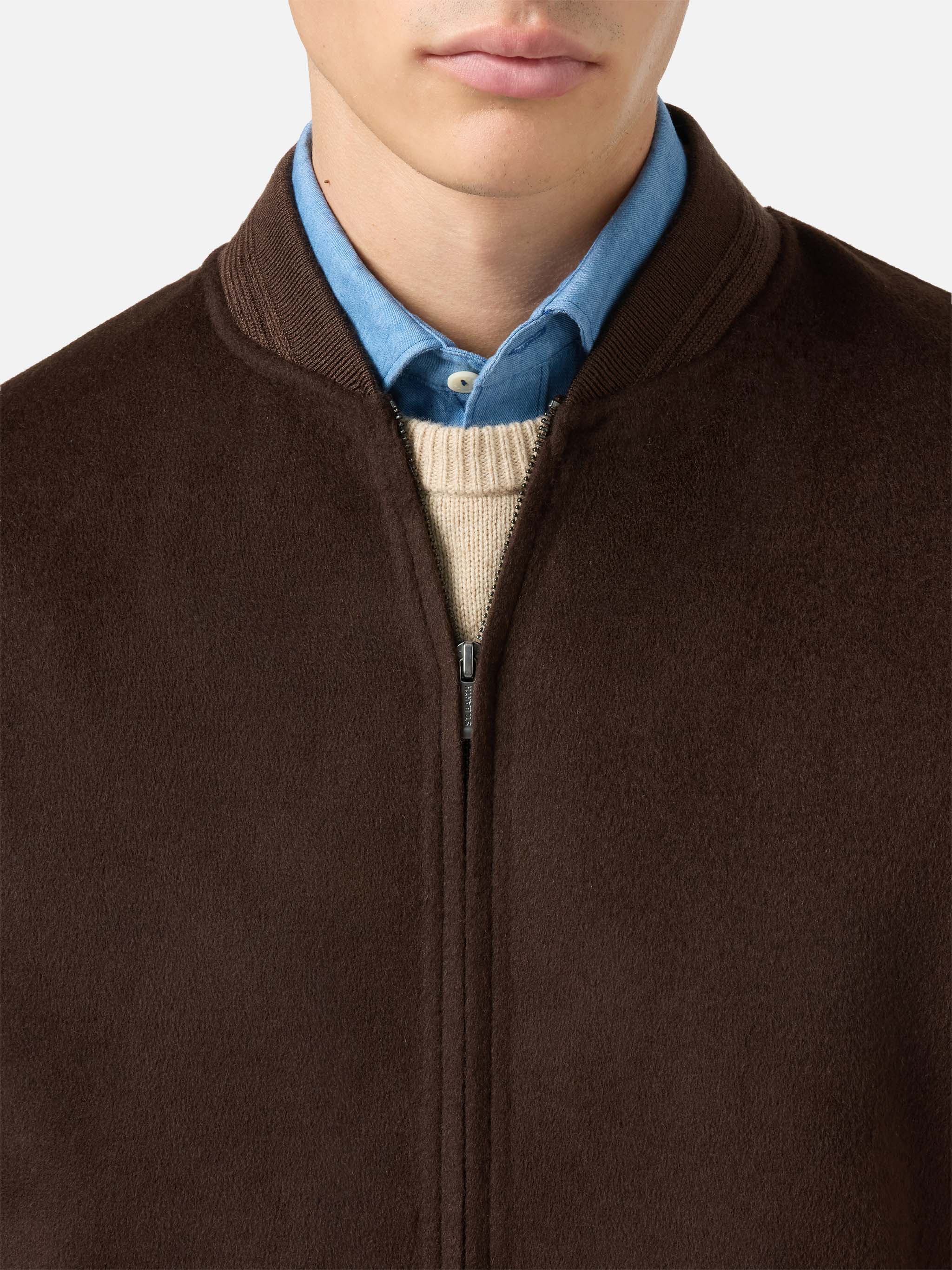 mc2-saint-barth-bomber-camden-uomo-marrone-in-lana-sfoderato-con-zip image 3