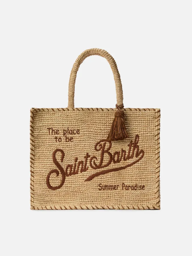mc2-saint-barth-vanity-borsa-mare-donna-raffia-beige-con-dettagli-marroni image 1