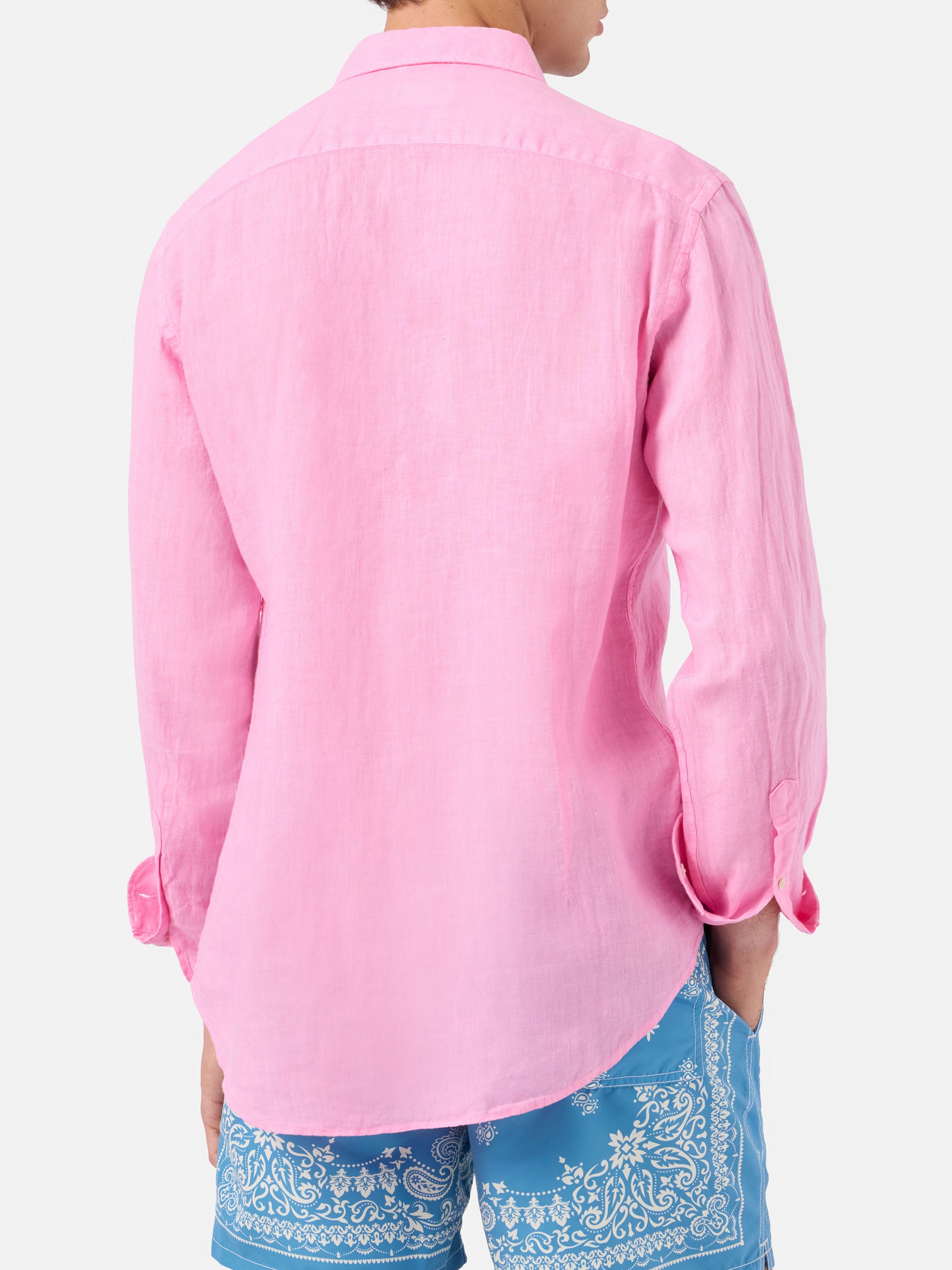 mc2-saint-barth-camicia-pamplona-in-puro-lino-rosa-da-uomo image 3