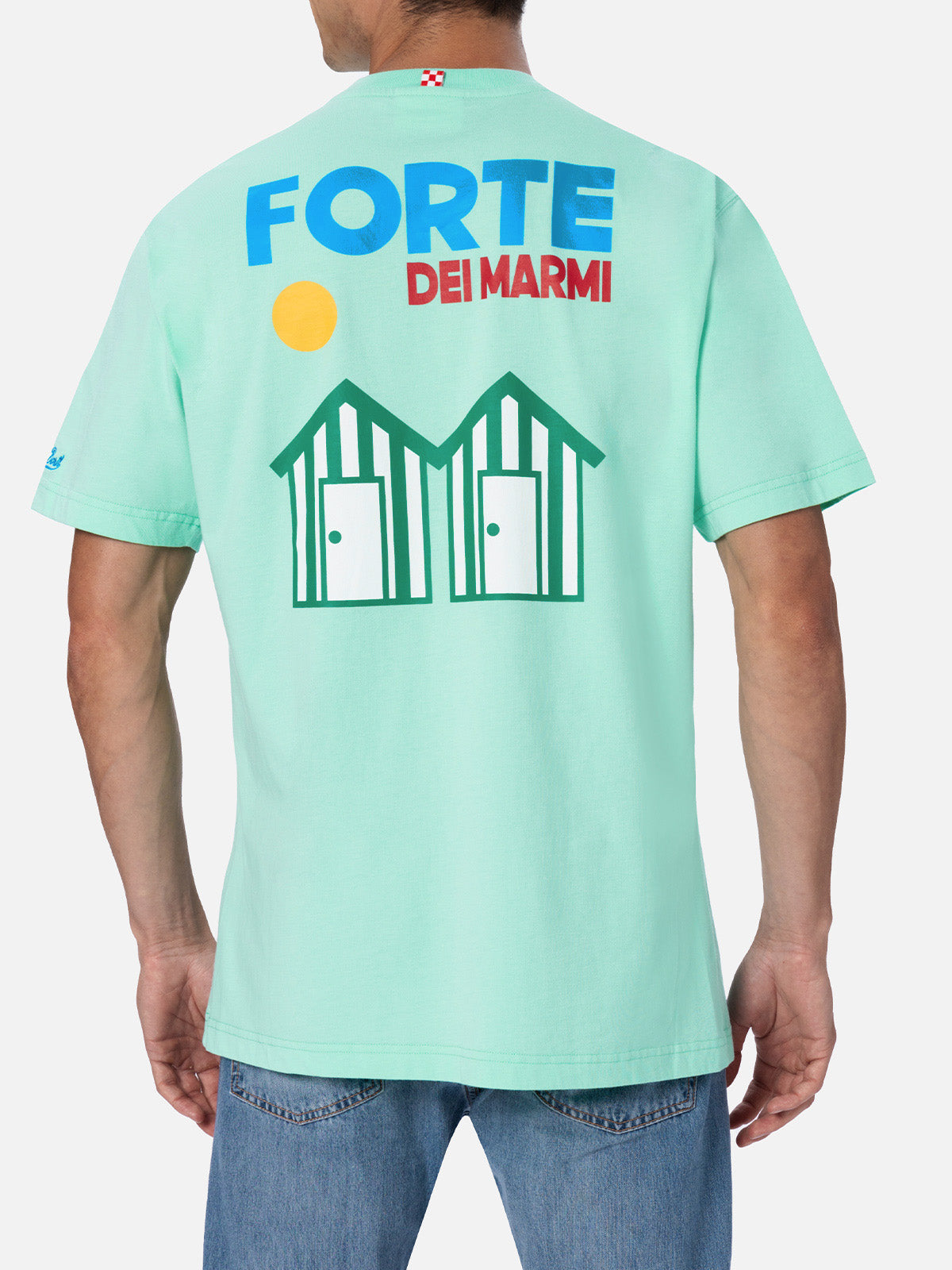 mc2-saint-barth-t-shirt-uomo-stampa-cartolina-forte-dei-marmi-verde-menta-in-pur image 3