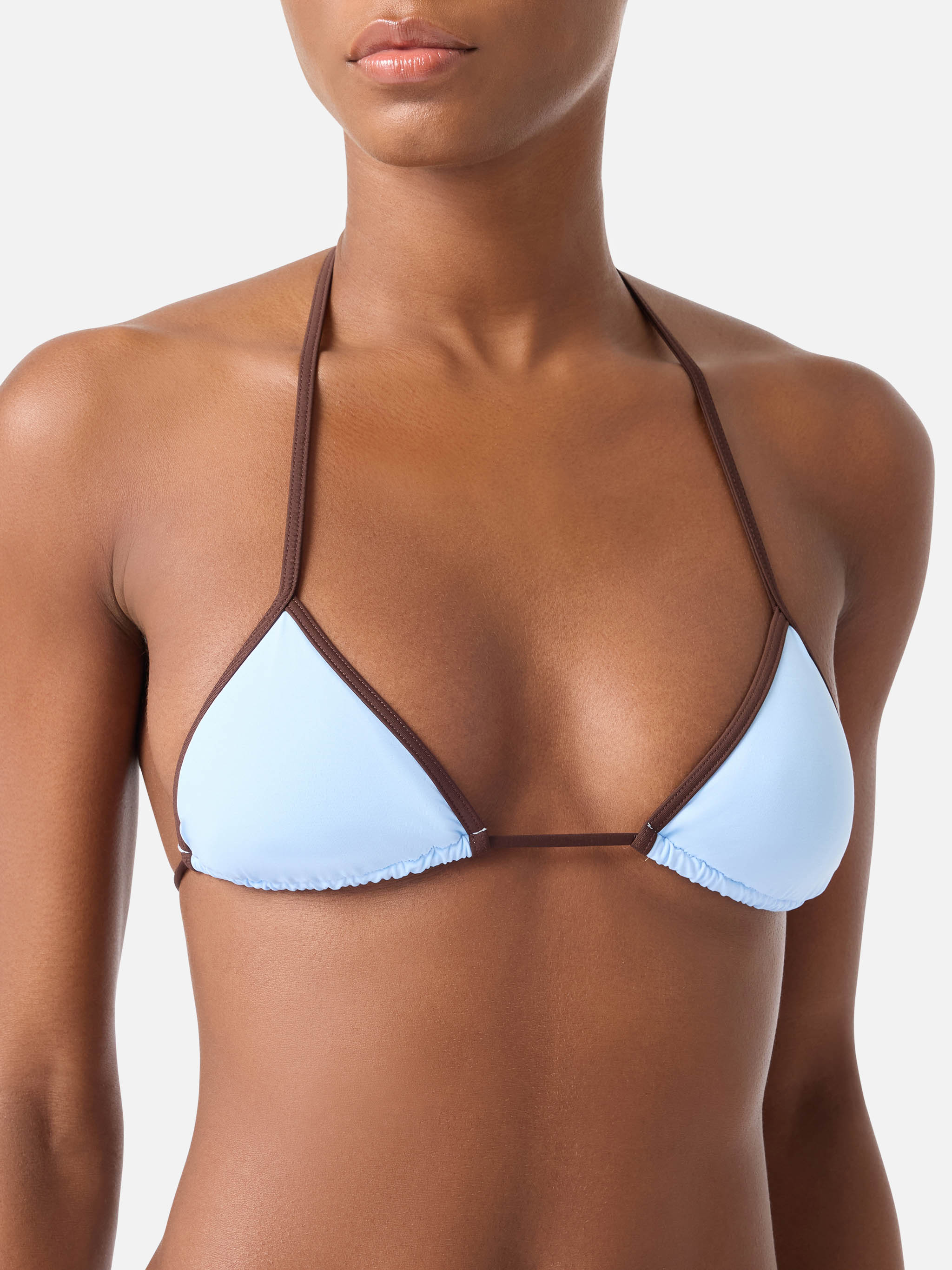 mc2-saint-barth-bikini-leah-virgo-donna-triangolo-marrone-con-bordi-azzurri image 3