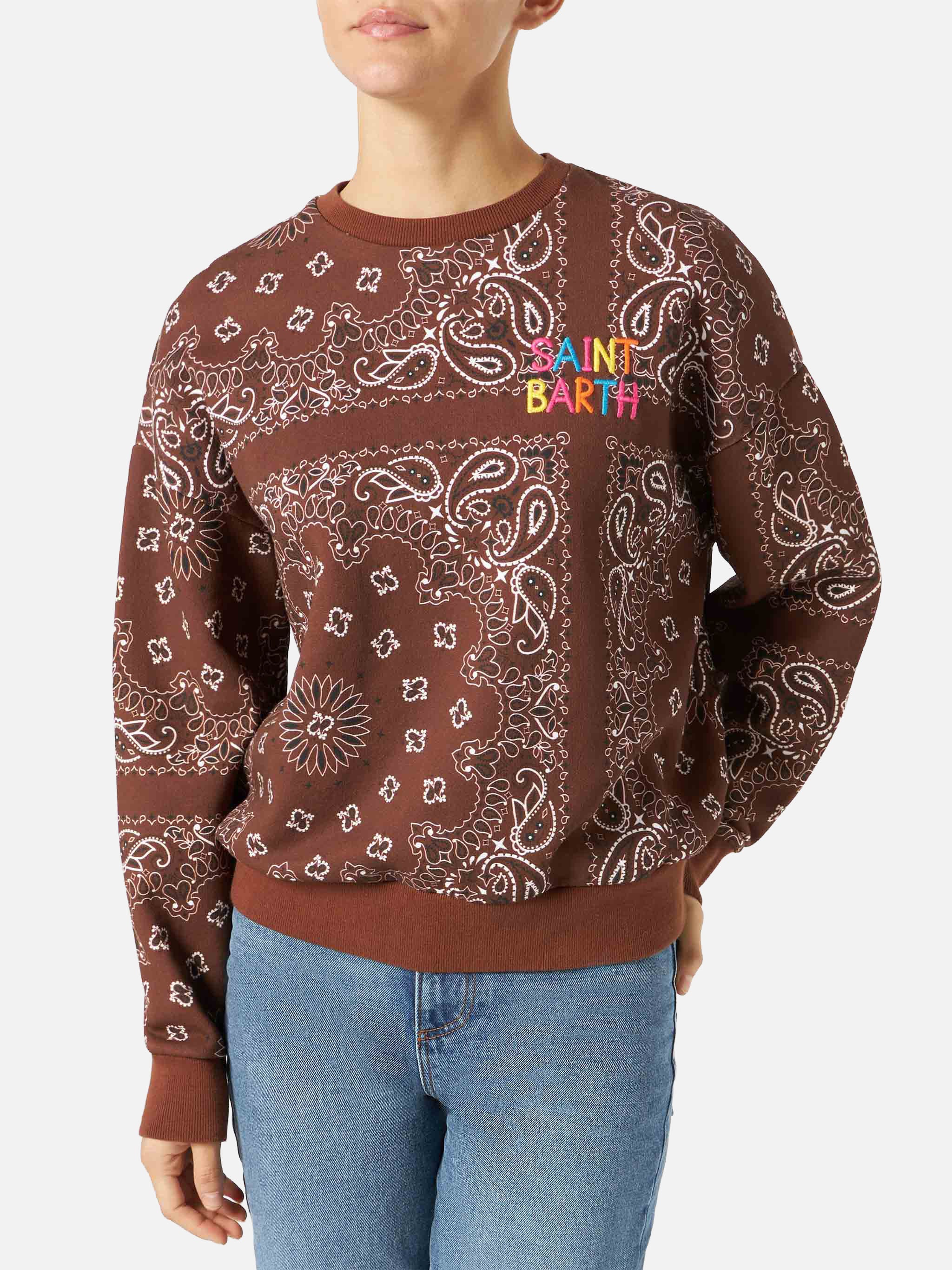 mc2-saint-barth-stardust-felpa-donna-marrone-fantasia-bandana-logo image 2