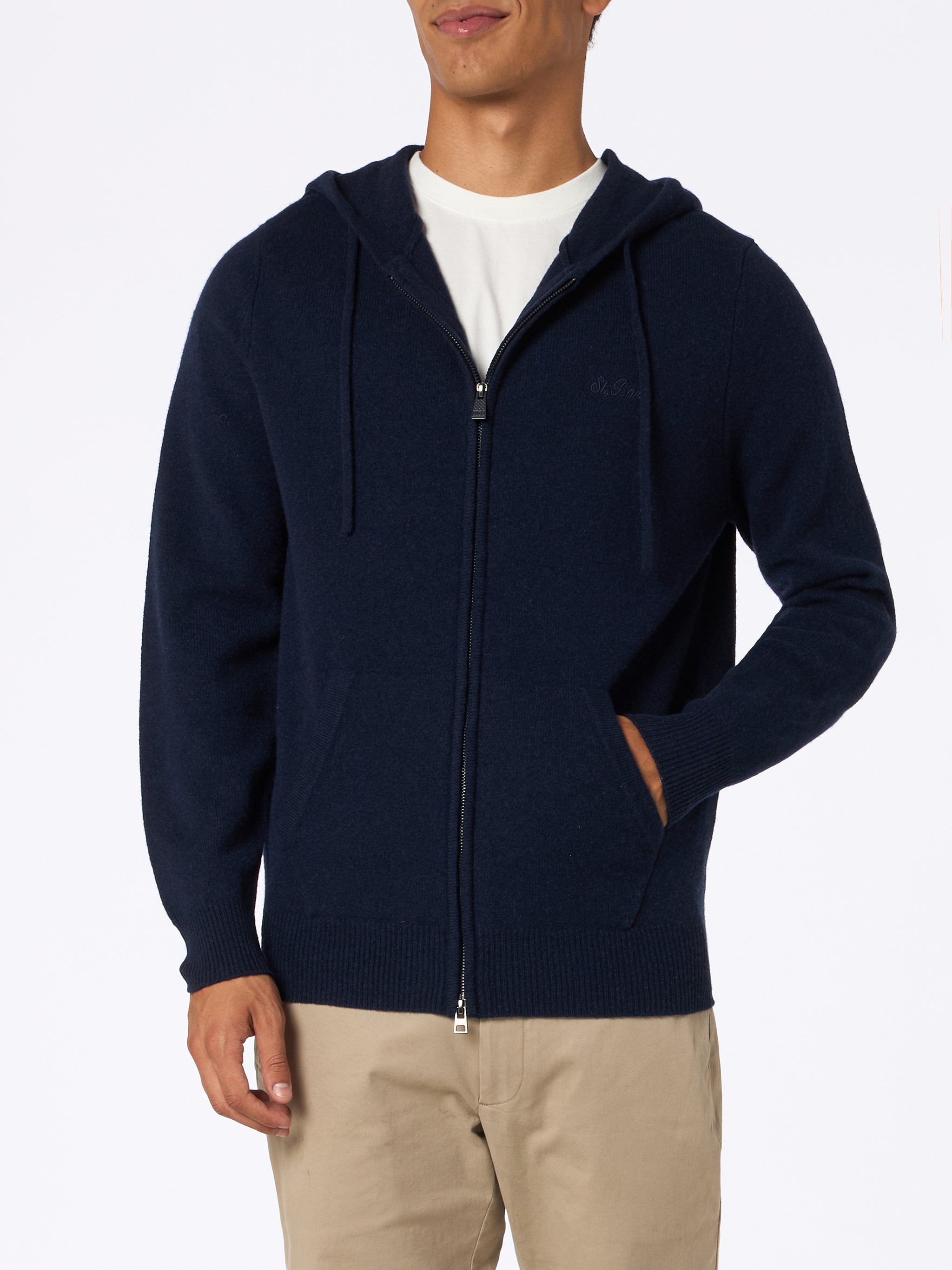 mc2-saint-barth-notting-maglia-full-zip-uomo-lana-blu-navy-con-cappuccio image 1