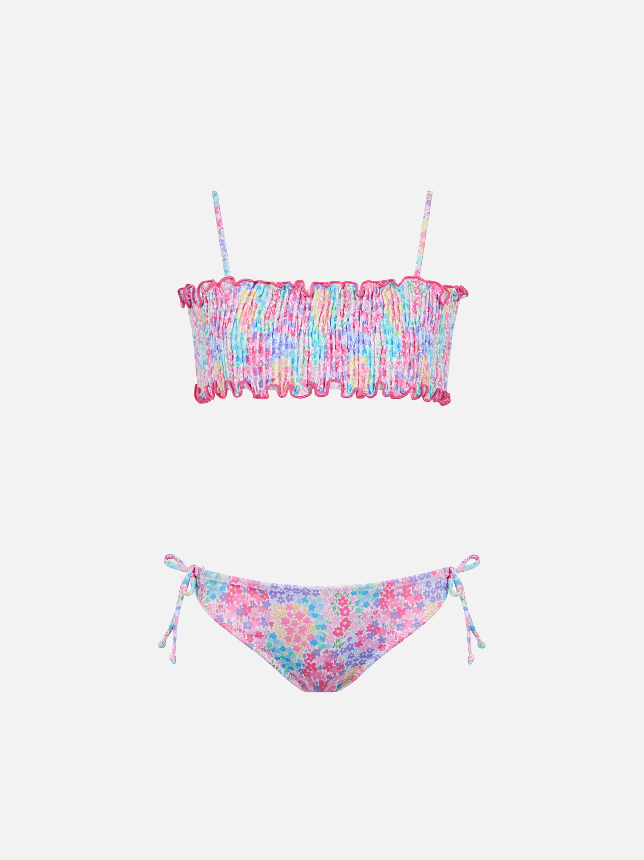 mc2-saint-barth-tilly-bikini-bambina-bralette-smock-fiori-rosa image 1