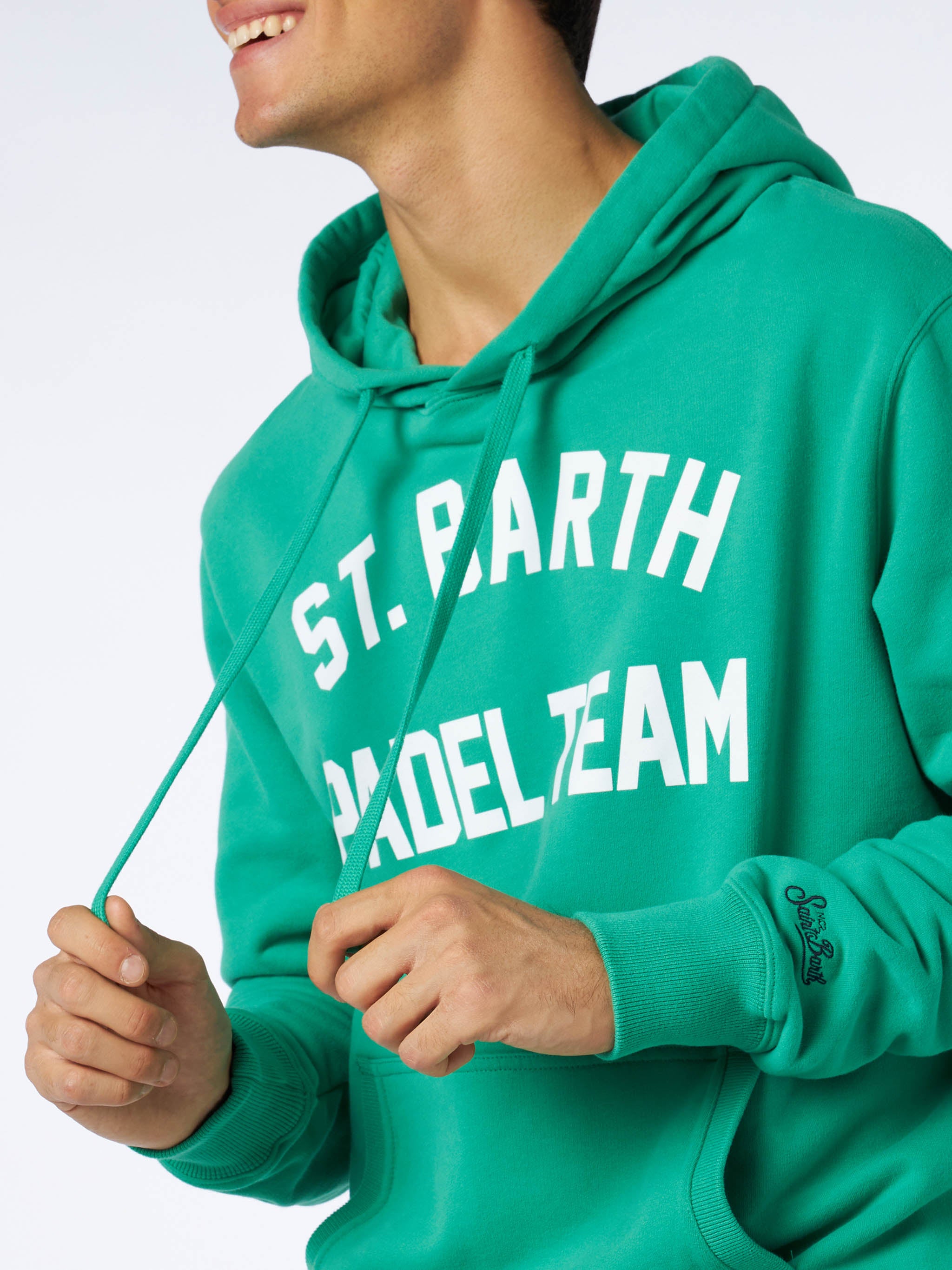 mc2-saint-barth-felpa-in-cotone-con-cappuccio-stampa-st-barth-padel-team-verde image 2