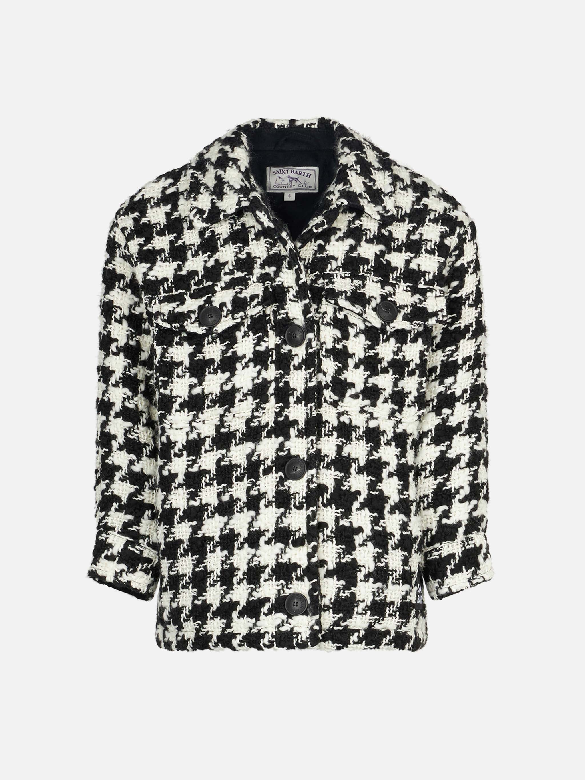 mc2-saint-barth-giacca-overshirt-bambina-pied-de-poule-bianco-nero image 1