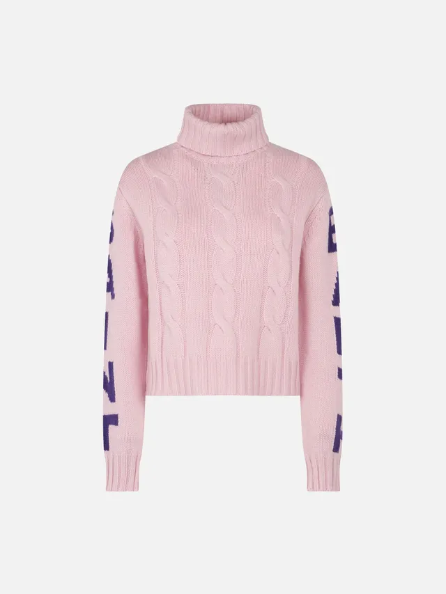 mc2-saint-barth-dolcevita-adler-jr-bambina-rosa-in-lana-e-cashmere-trecce image 1