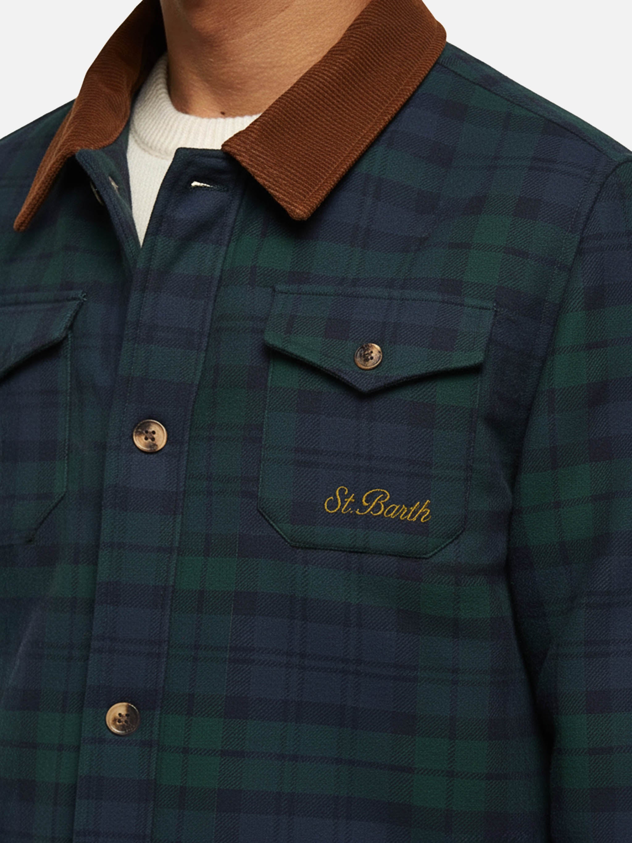 mc2-saint-barth-landeck-camicia-over-in-misto-lana-blu-tartan-uomo image 2