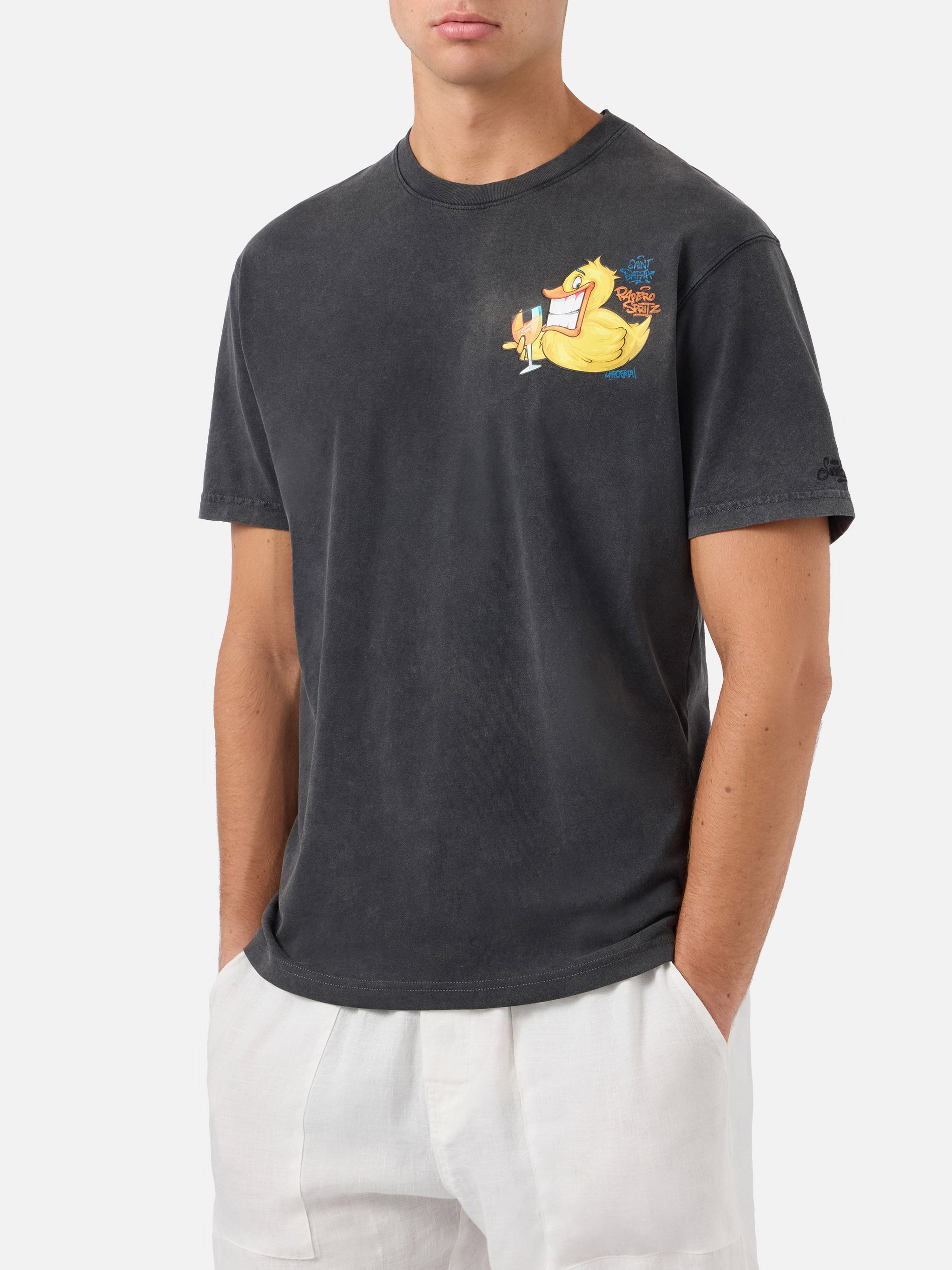 mc2-saint-barth-t-shirt-uomo-jack-cotone-bianco-stampa-ducky-cryptopuppets image 2