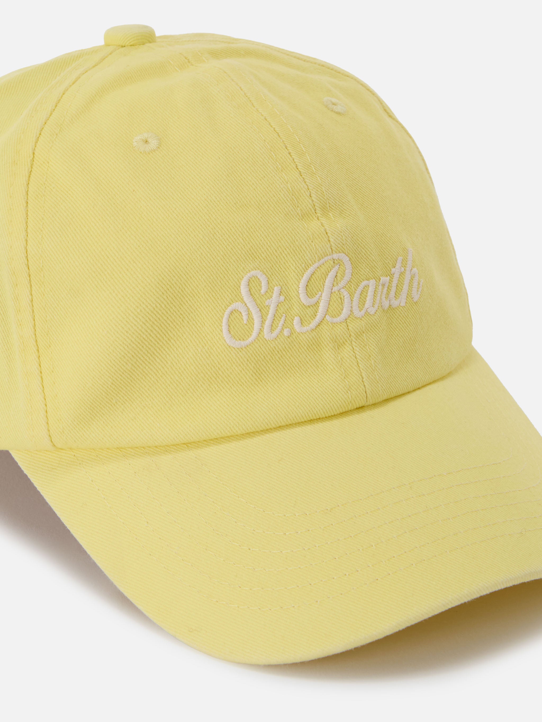 mc2-saint-barth-davis-cappellino-cotone-giallo-chiaro-logo-ricamato image 2