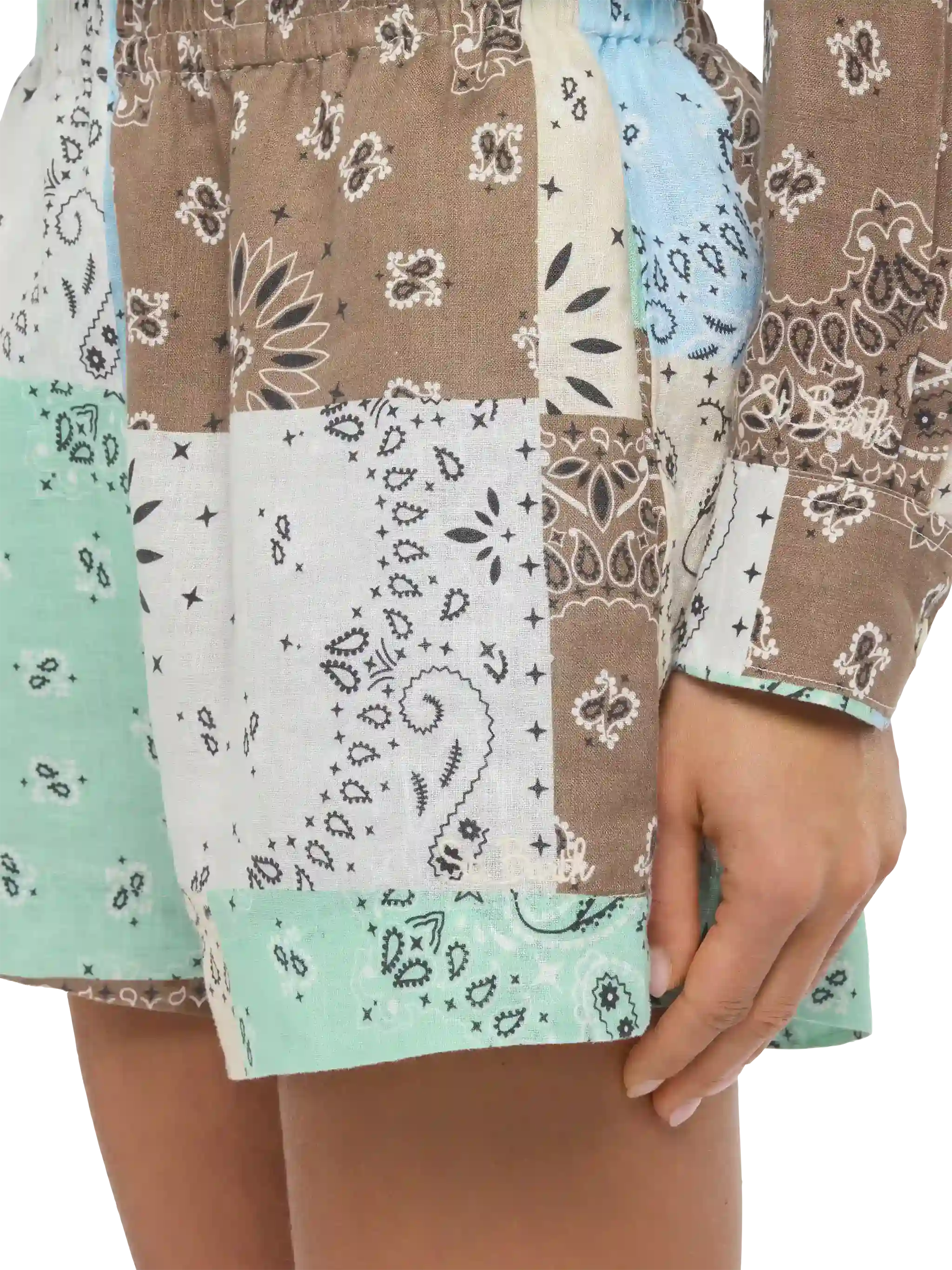 mc2-saint-barth-meave-shorts-donna-in-lino-stampa-bandana-verde-salvia image 4