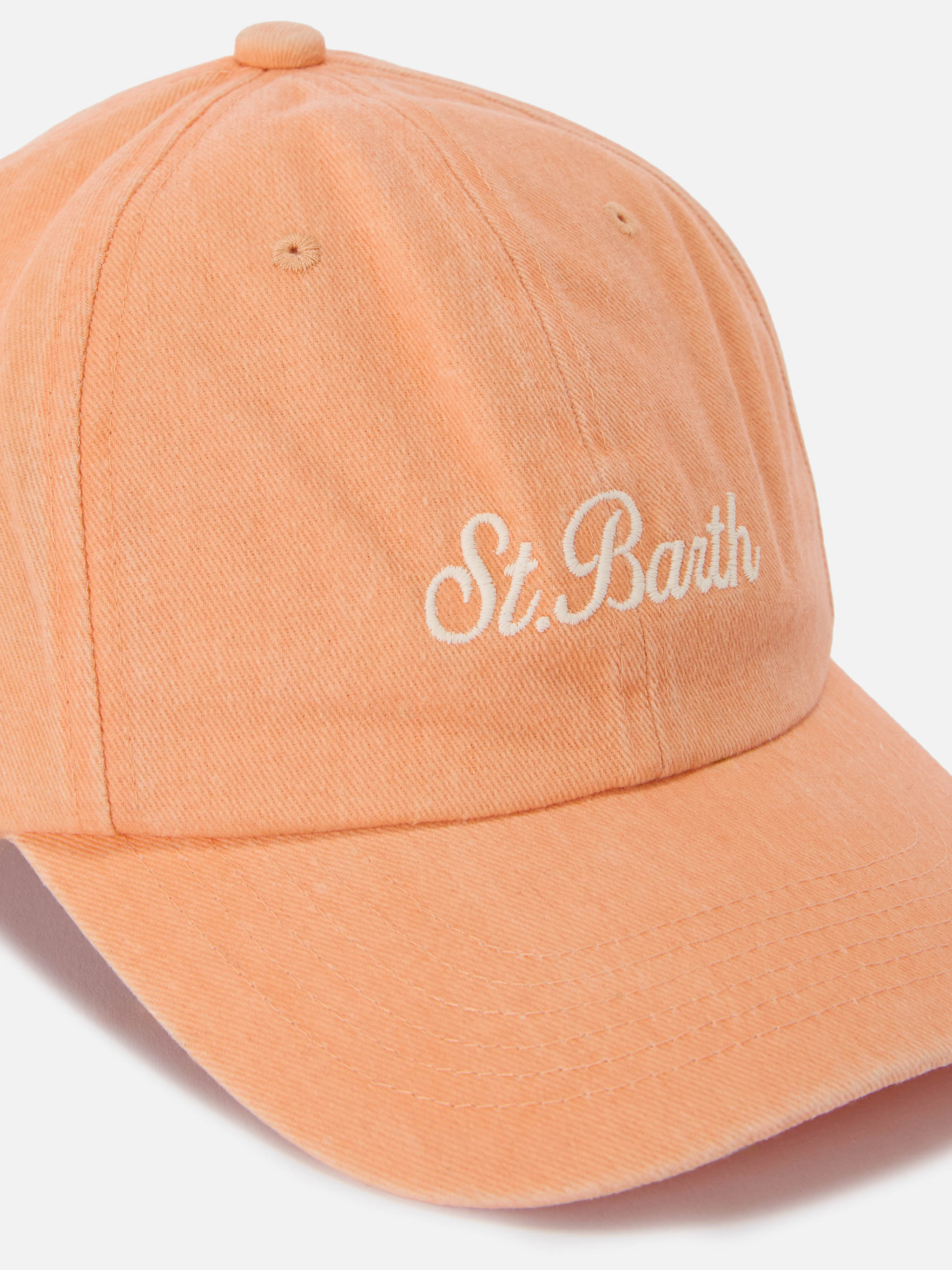 mc2-saint-barth-cappellino-davis-arancione-in-cotone-con-logo-ricamato image 2