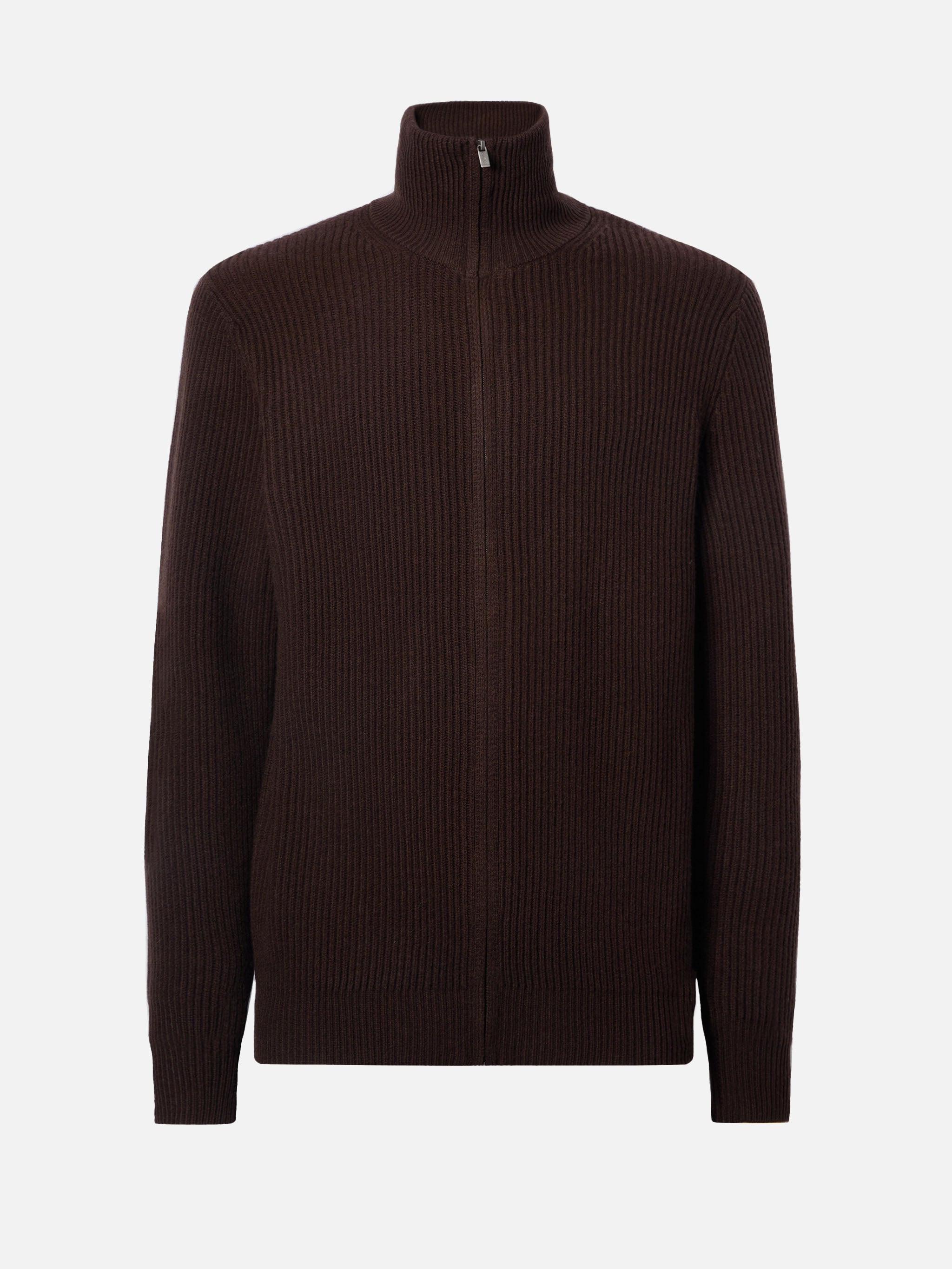 cardigan-full-zip-preston-mc2-saint-barth-in-pura-lana-merino-marrone-scuro image 5