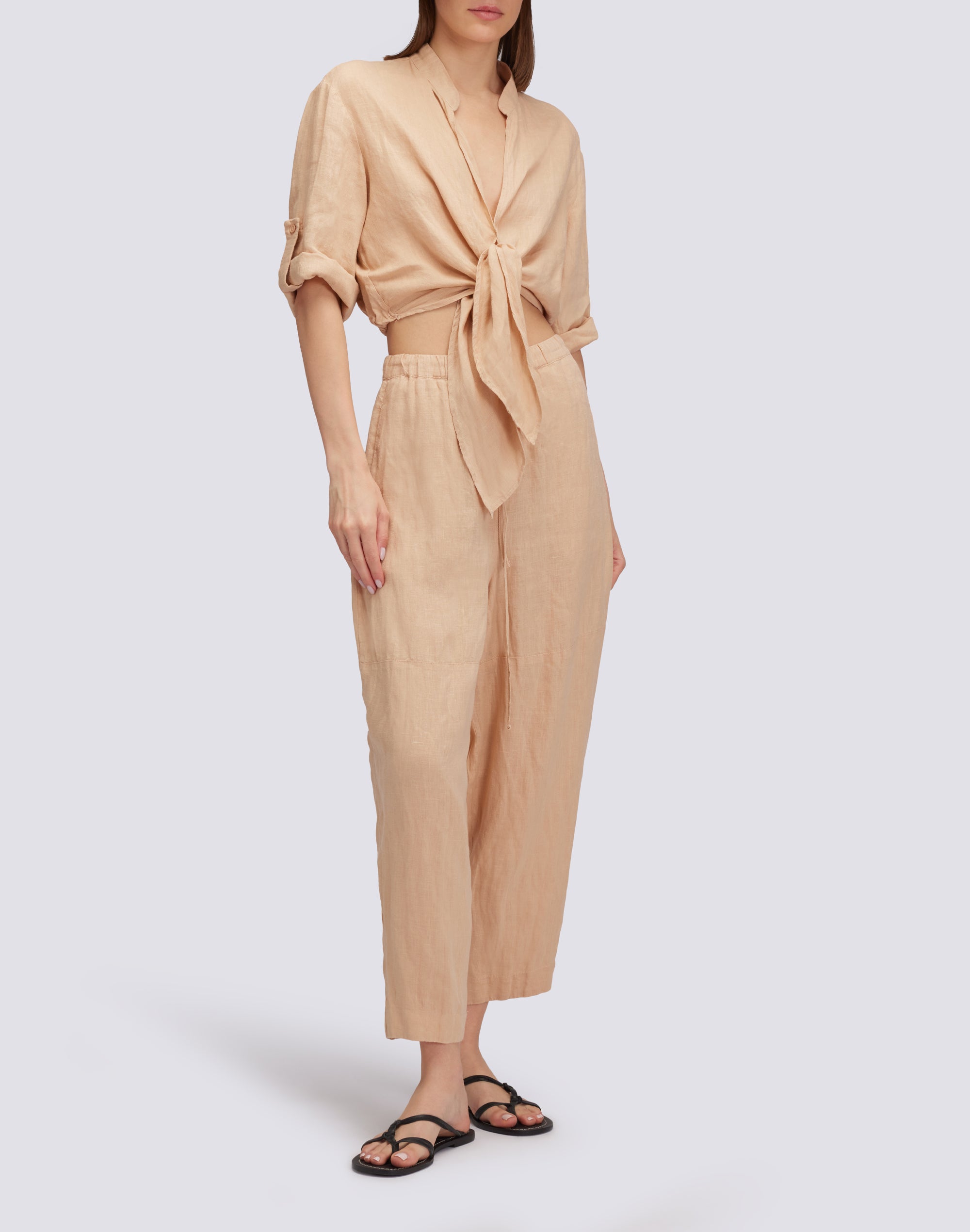 sundek-pantaloni-lunghi-in-lino-donna-con-vita-elasticizzata image 4