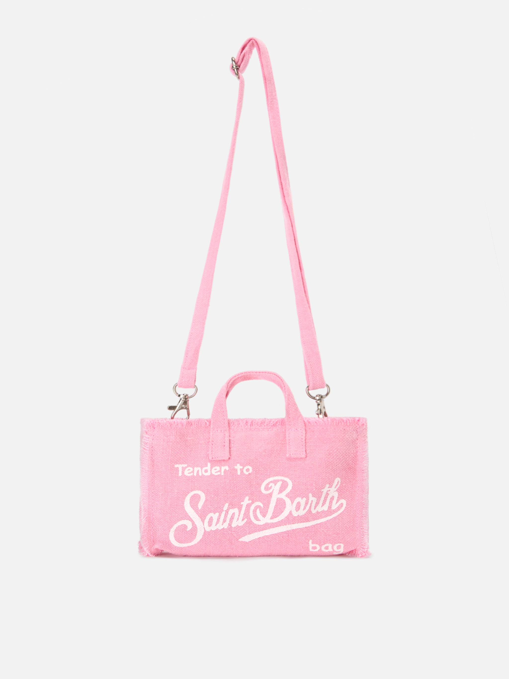 mc2-saint-barth-phone-micro-borsa-mini-in-lino-rosa-con-logo-a-contrasto image 1