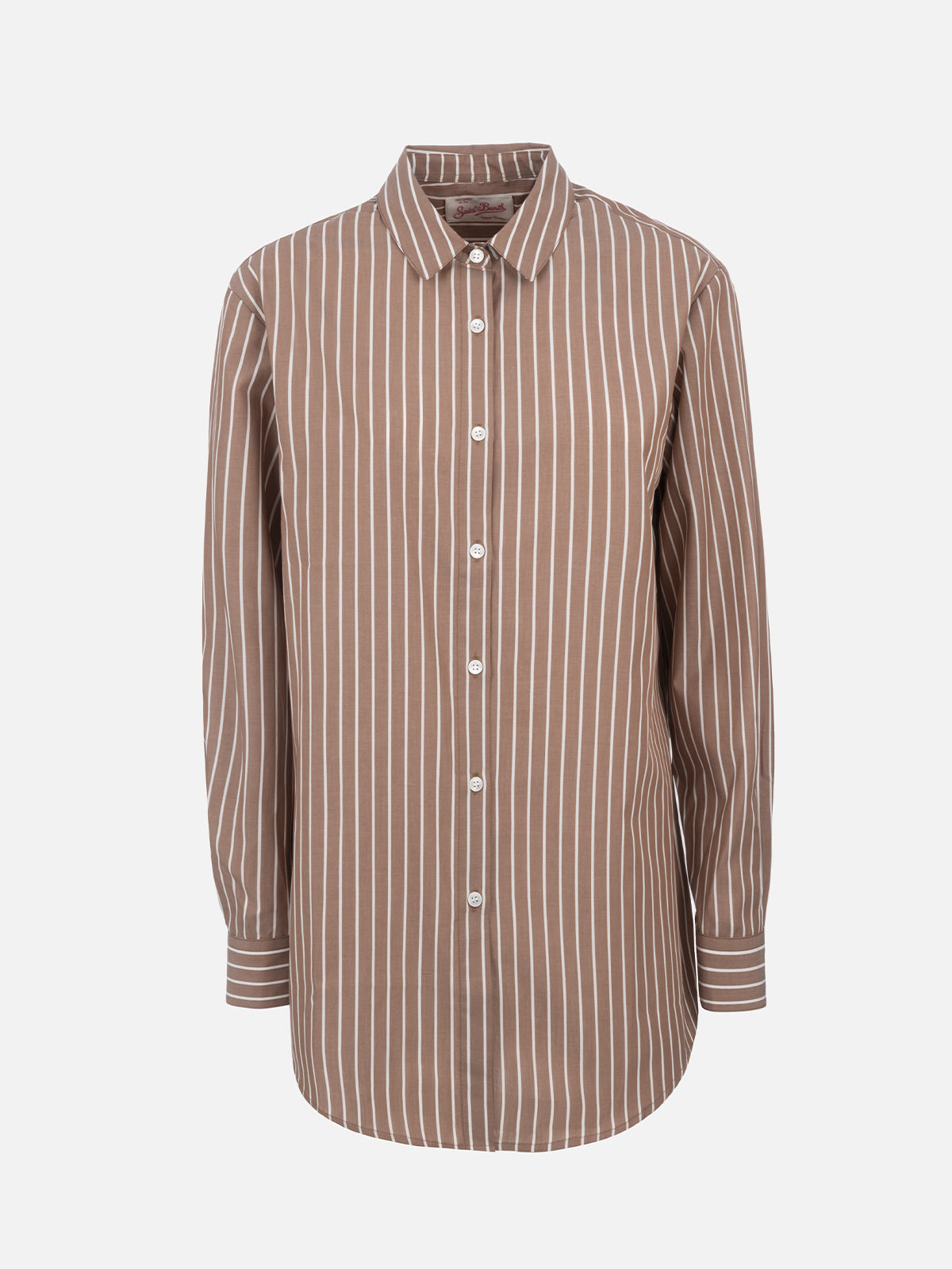 mc2-saint-barth-camicia-brigitte-donna-over-in-cotone-a-righe-marrone image 3