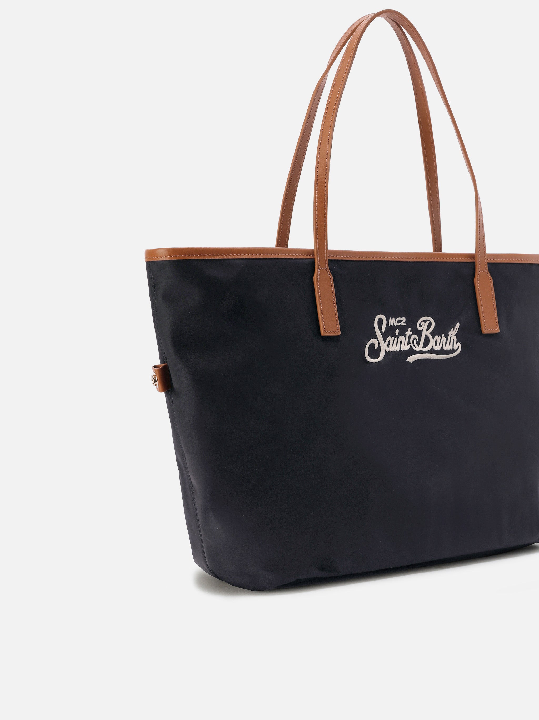 mc2-saint-barth-city-regular-borsa-shopper-nylon-nera-con-logo-ricamato image 3