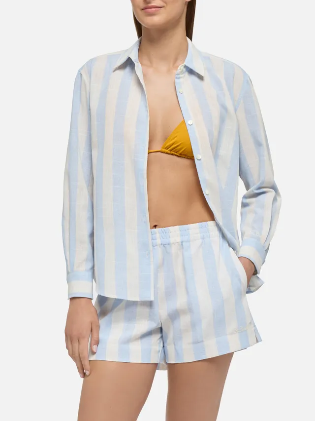 mc2-saint-barth-meredith-camicia-classica-cotone-rigata-azzurra-donna image 1