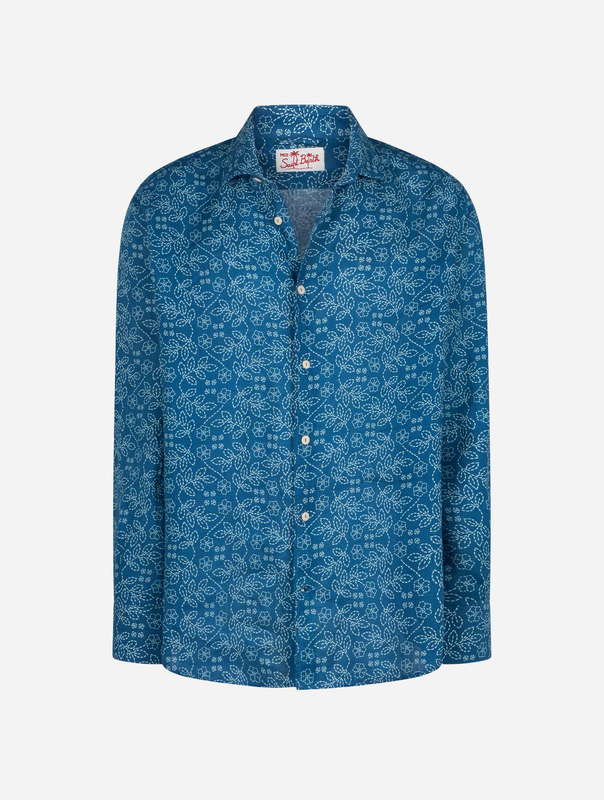 mc2-saint-barth-pamplona-camicia-uomo-in-lino-sashiko-blu image 4