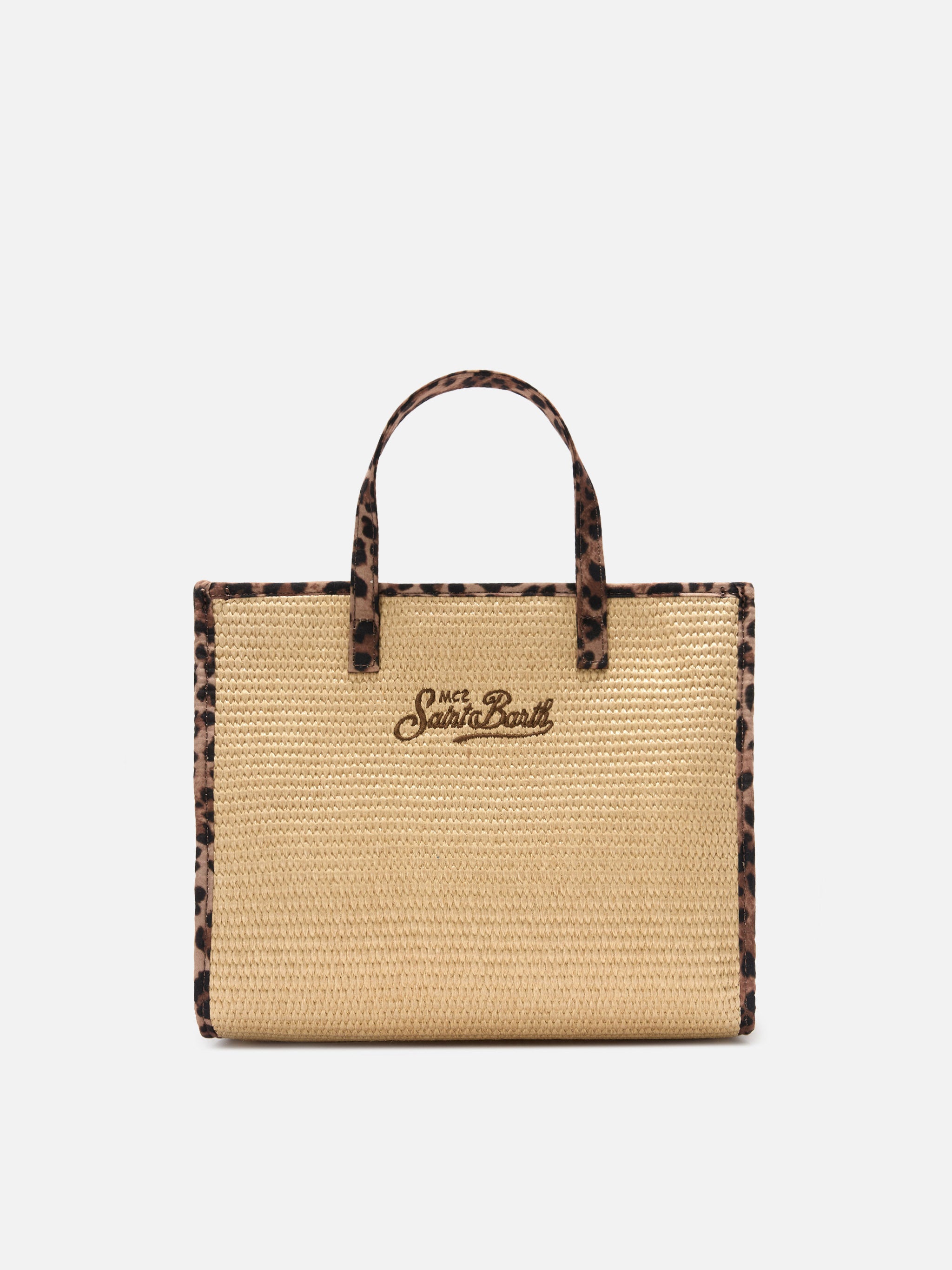 mc2-saint-barth-borsa-vivian-medium-effetto-raffia-beige-con-patch-logo-leoparda image 4