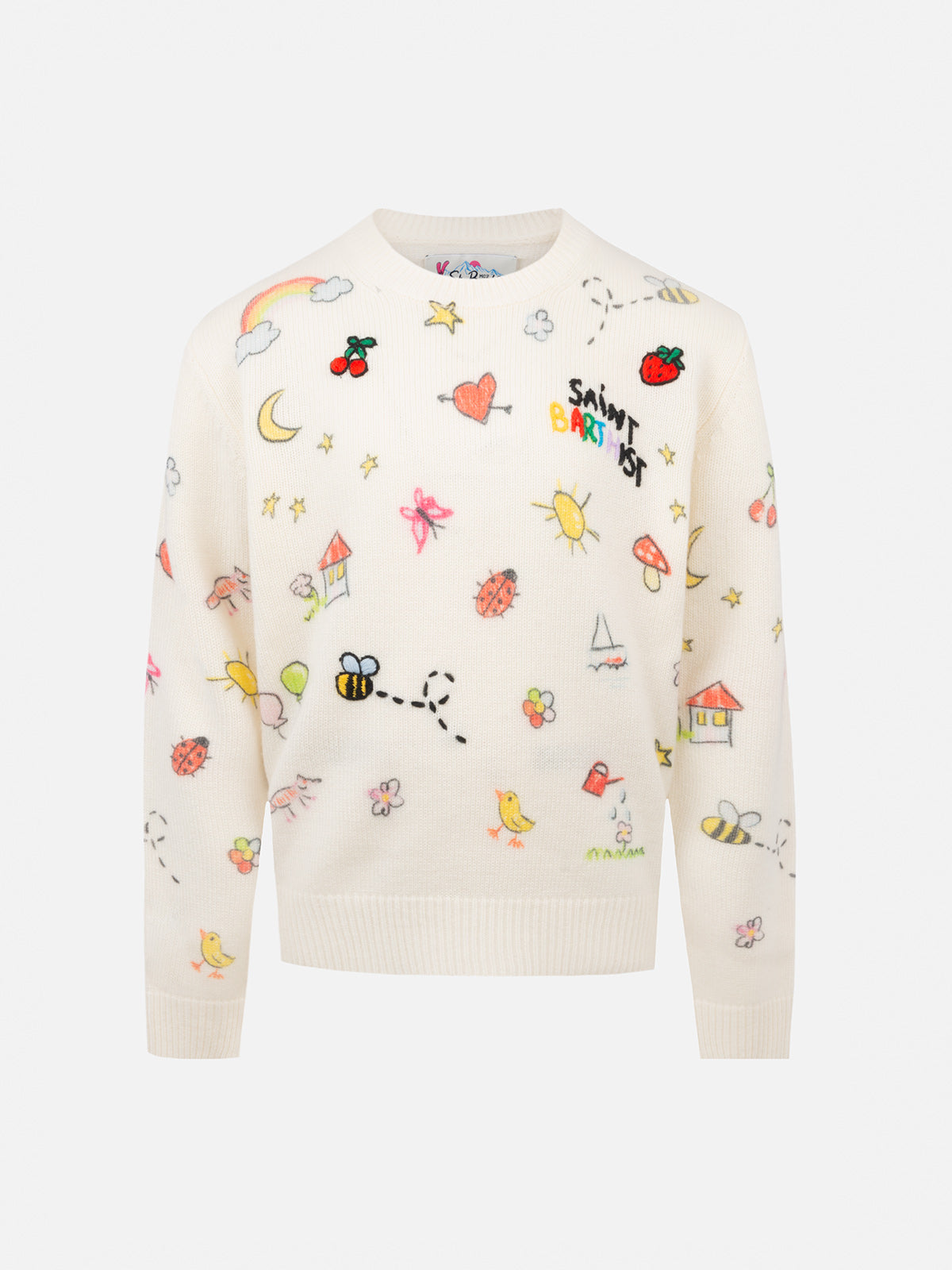 mc2-saint-barth-maglione-girocollo-princess-bianco-da-bambina-con-stampa-saint-b image 1