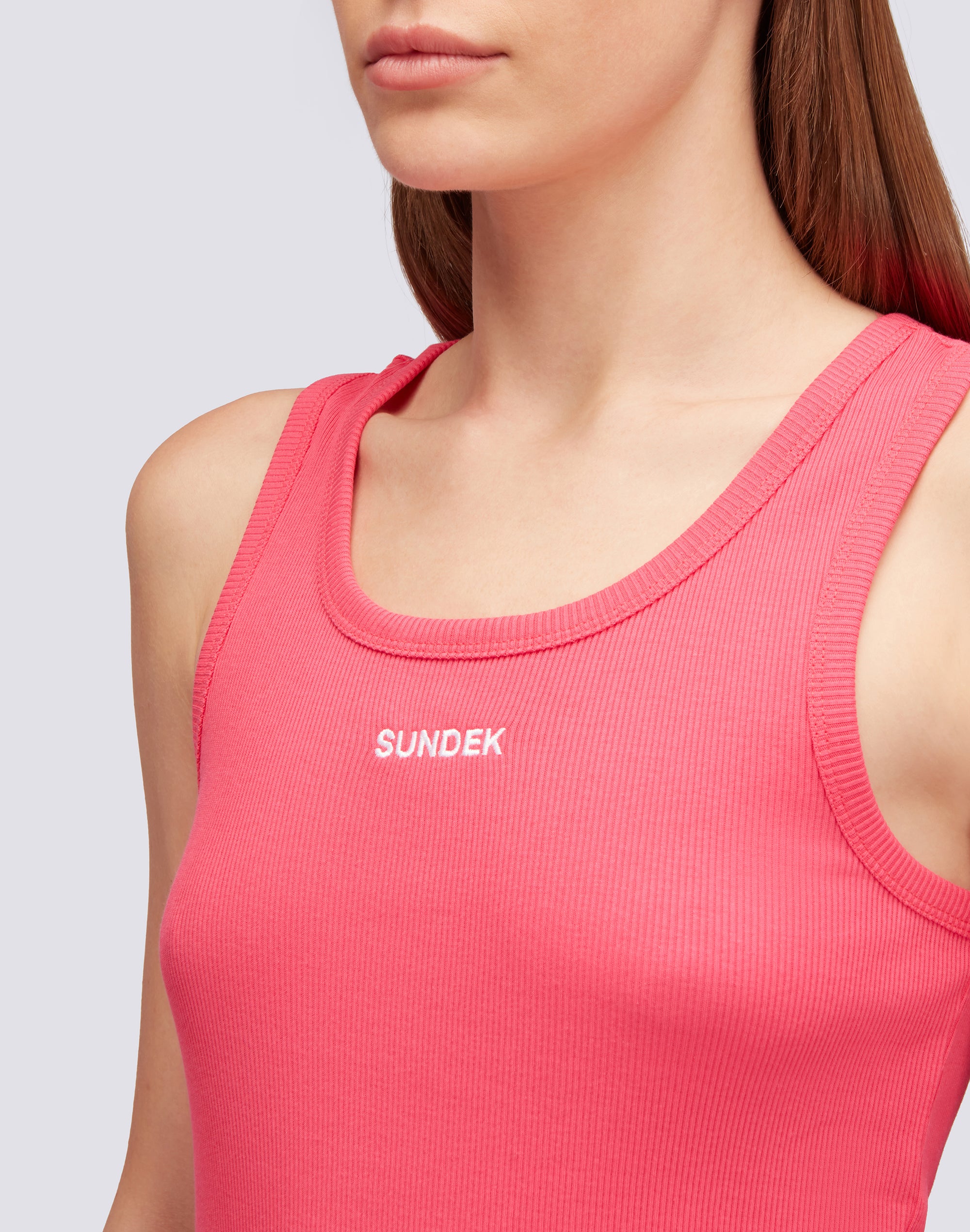 sundek-canotta-donna-a-costine-con-logo-ricamato-regular-fit image 3