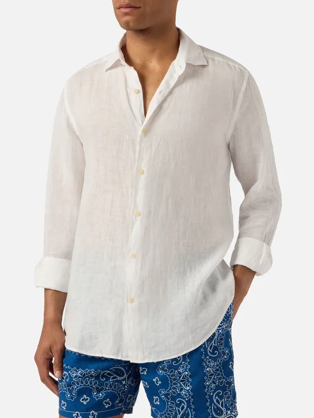 mc2-saint-barth-pamplona-camicia-uomo-in-lino-bianco-tinta-unita image 1