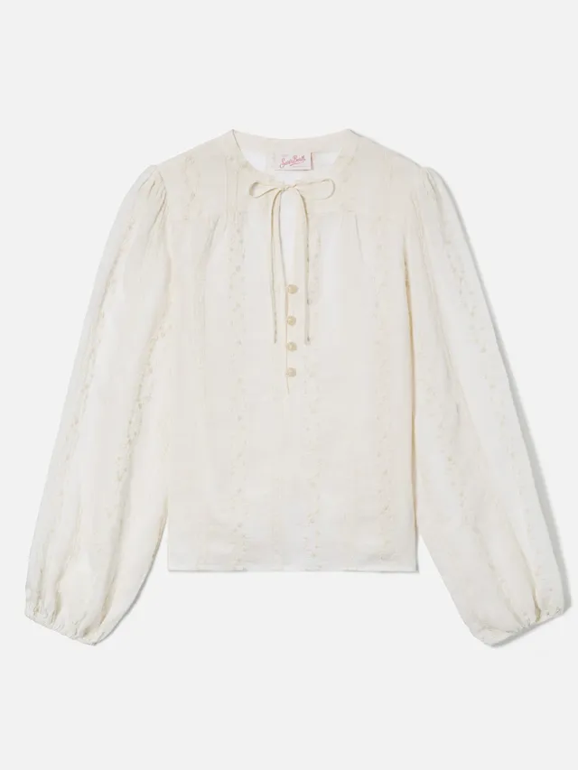 blusa-mc2-saint-barth-harper-in-ramie-beige-con-motivo-ricamato image 1