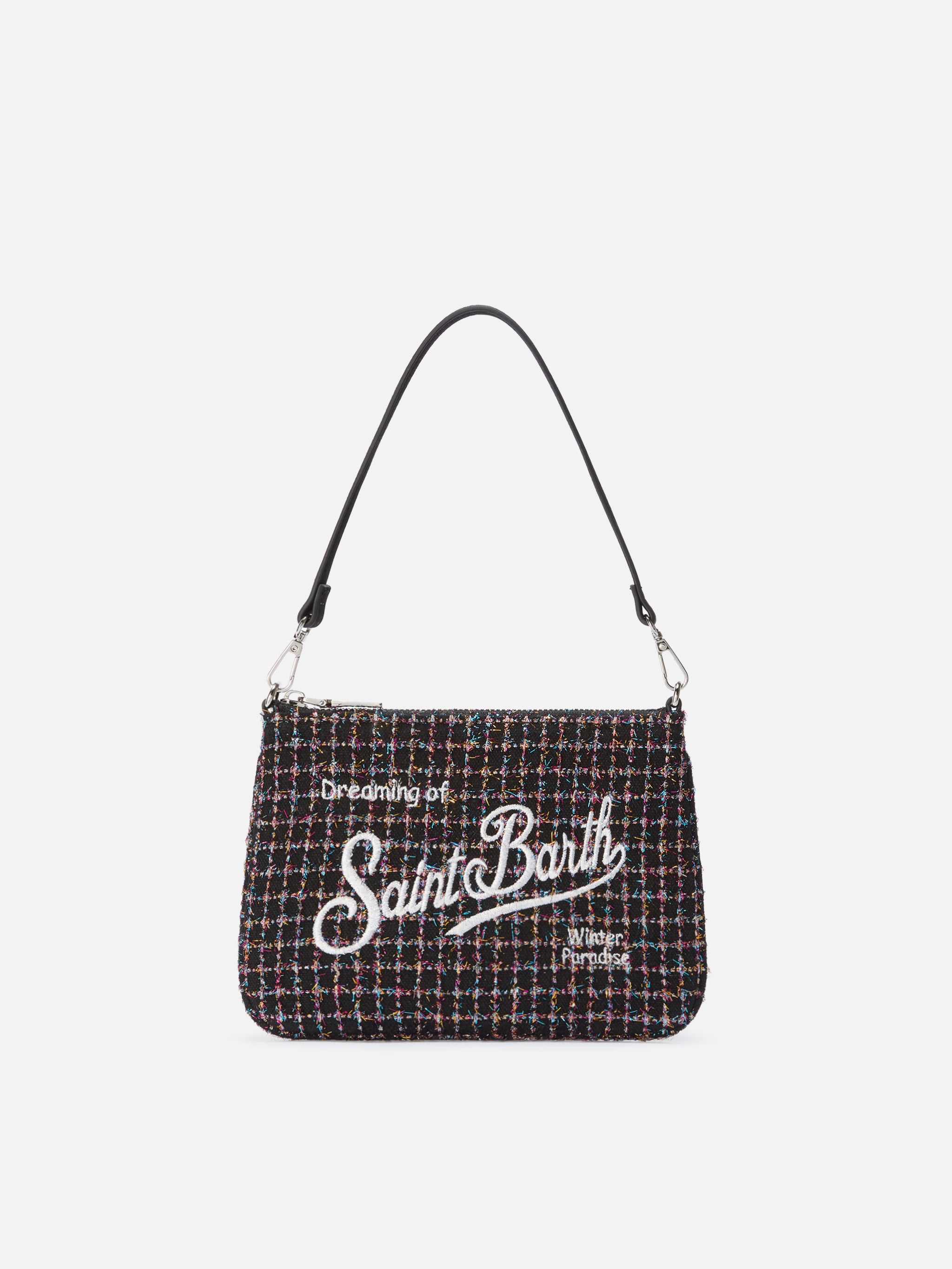 mc2-saint-barth-parisienne-mini-tweed-borsetta-a-spalla-nera-shiny image 1