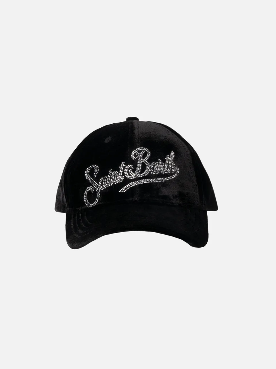 cappellino-da-baseball-mc2-saint-barth-basb0007-in-velluto-nero-con-logo-in-stra image 1
