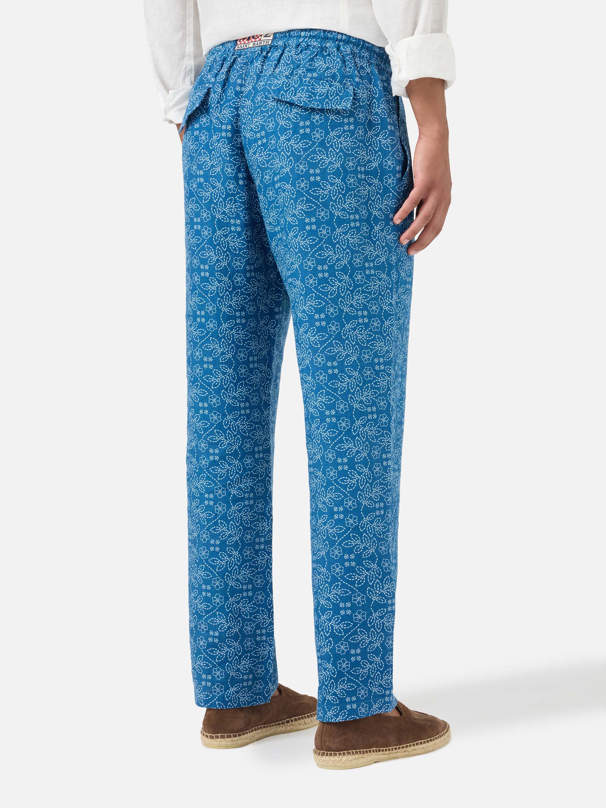 mc2-saint-barth-calais-pantalone-uomo-in-lino-fantasia-sashiko-blu image 3