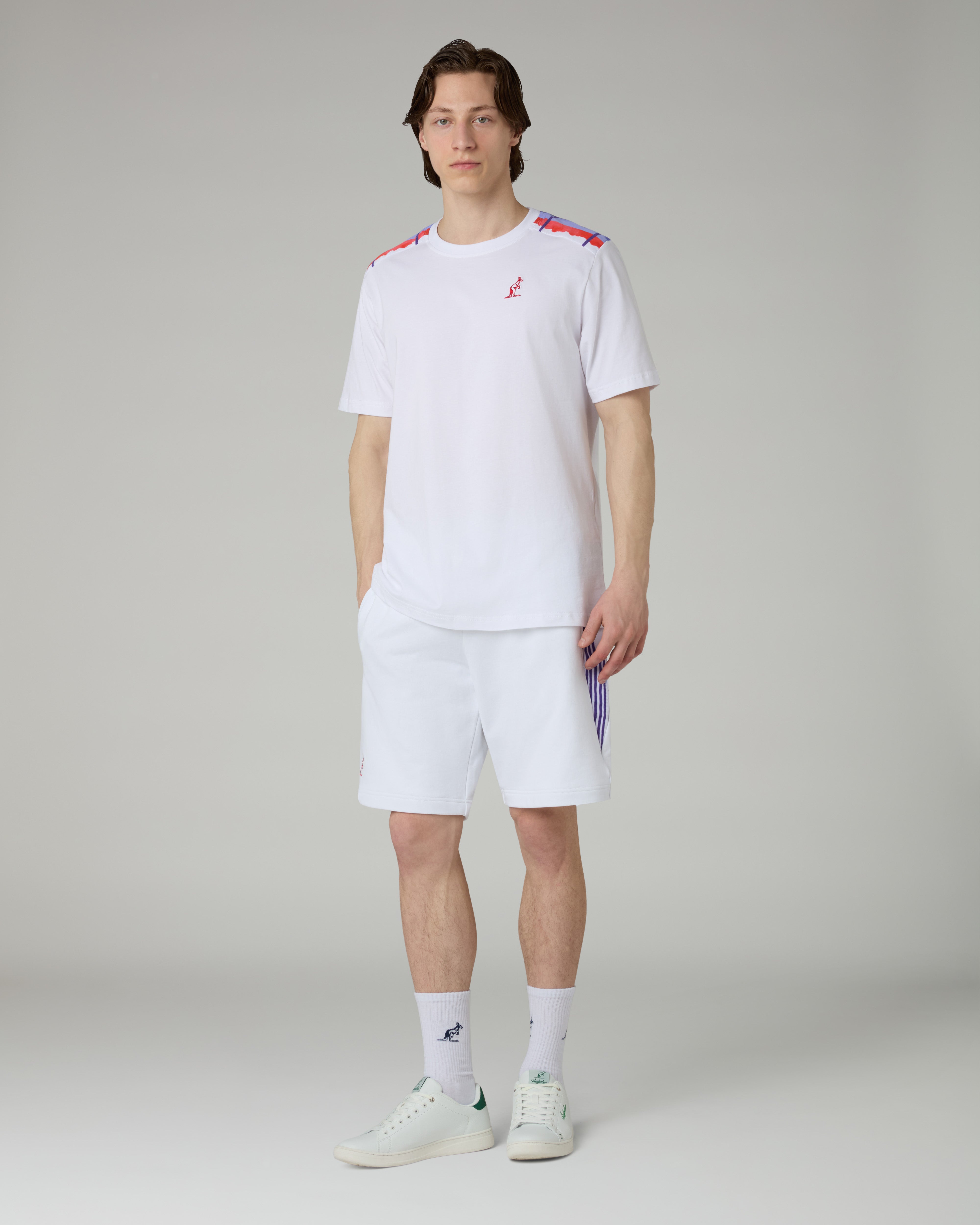 australian-goran-pink-short-shorts-felpa-bianco-con-inserti image 2