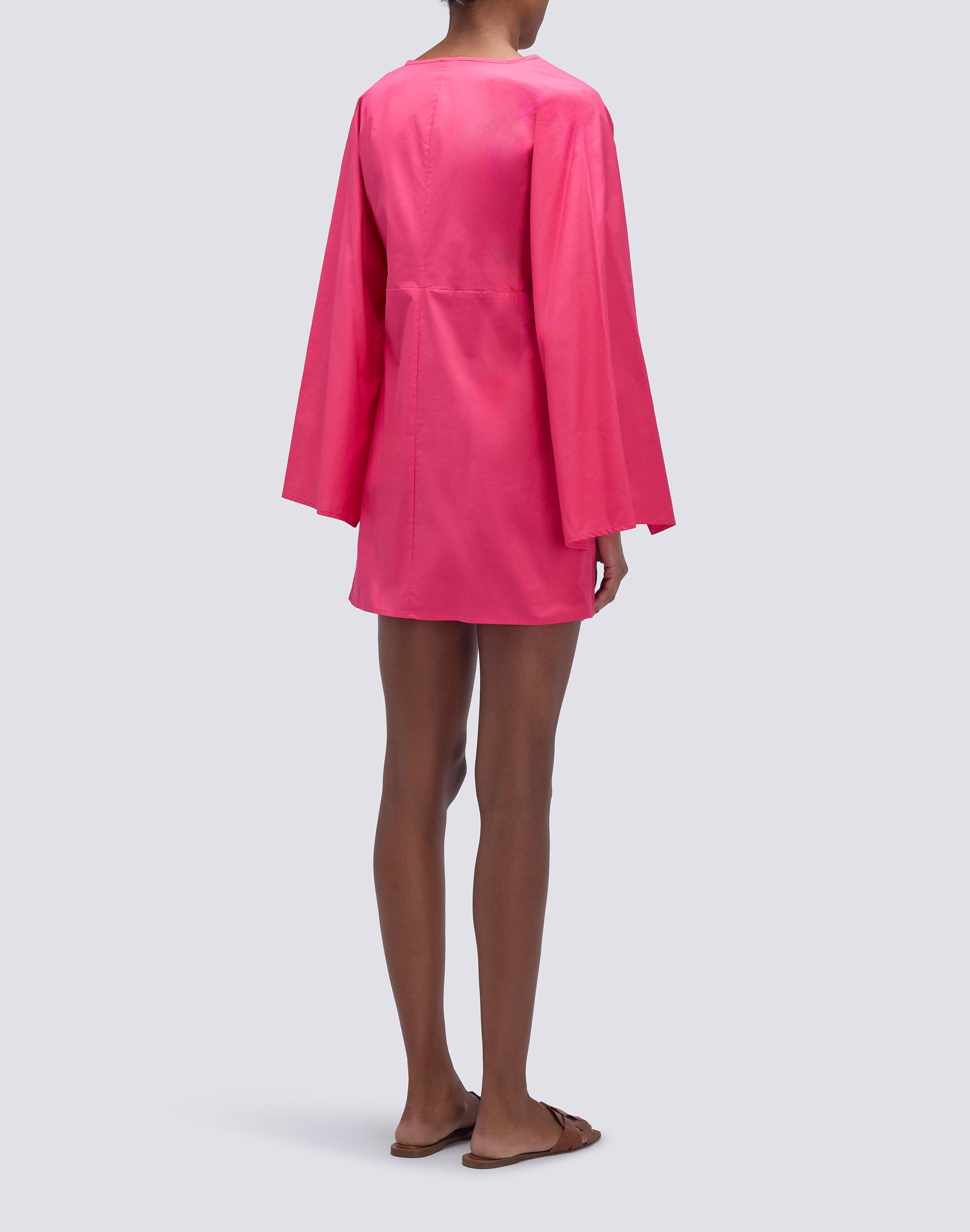 sundek-abito-corto-donna-in-popeline-scollo-a-v-maniche-lunghe image 3