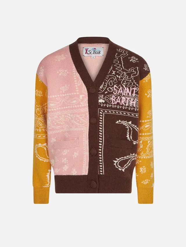 mc2-saint-barth-clh0002-cardigan-bambina-lungo-stampa-bandana image 1