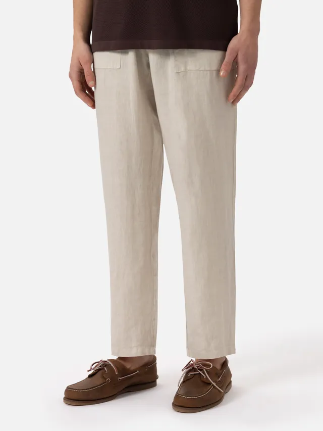 mc2-saint-barth-pantalone-uomo-in-lino-100-bianco-sporco-calais-vita-elasticizza image 1